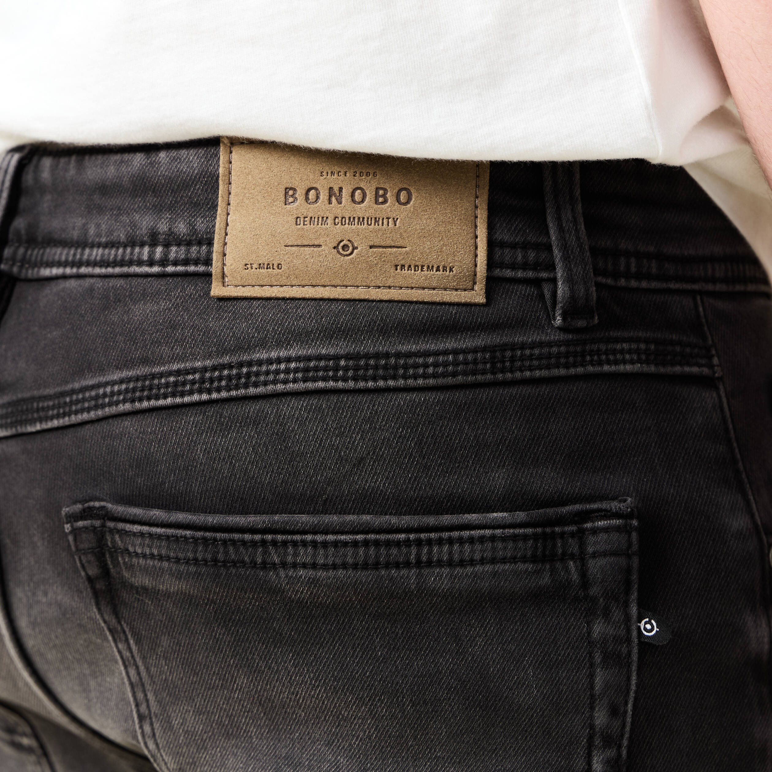 Jeans straight longueur 34 denim denim noir homme