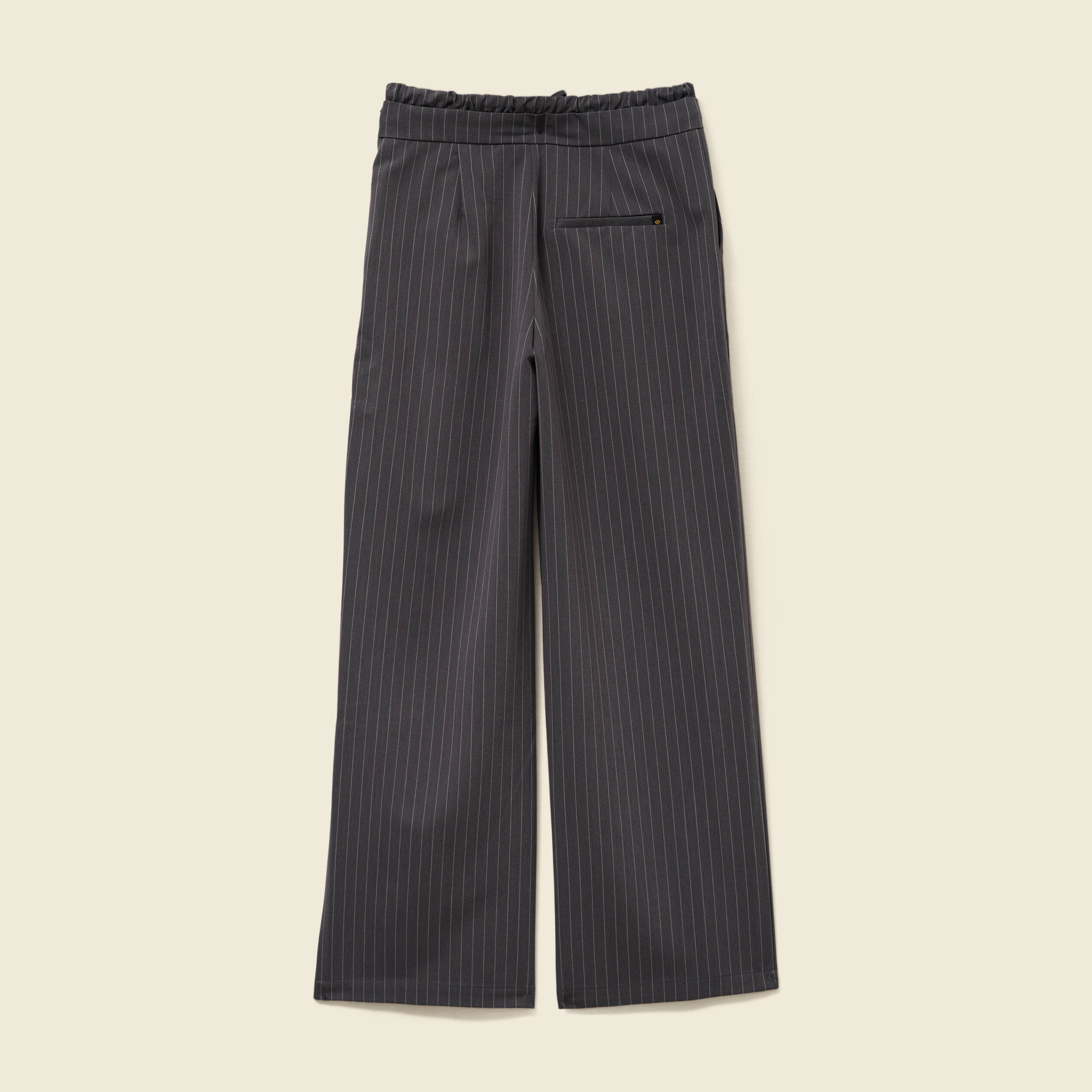 Pantalon large ceinture tissu fluide gris femme