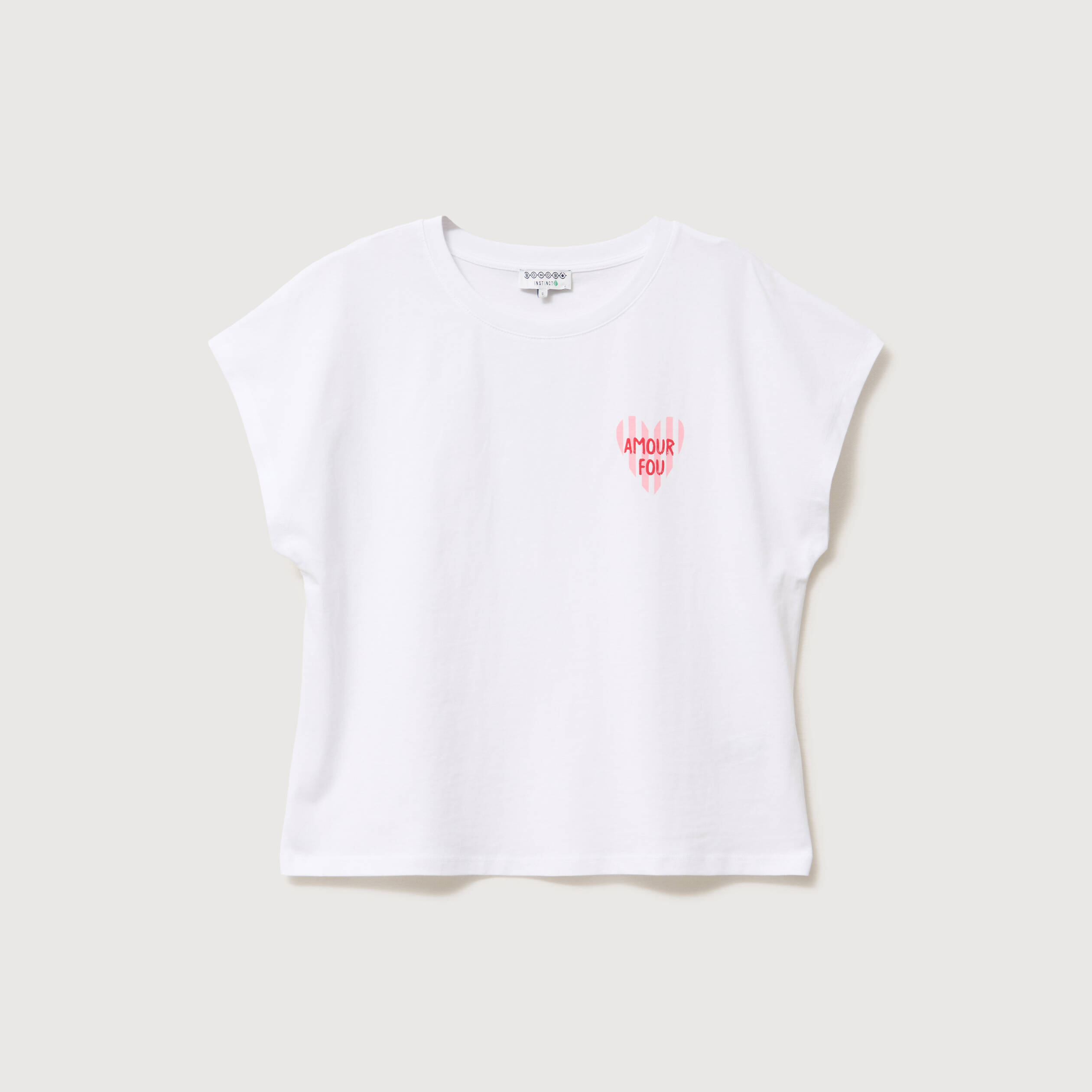 T-shirt droit col rond manches courtes blanc femme