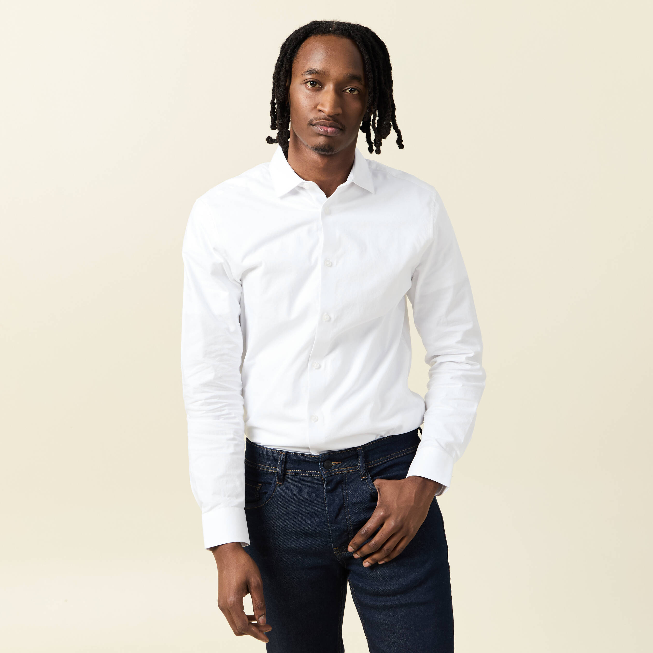 chemise manches longues blanc homme Chemise manches longues blanc homme