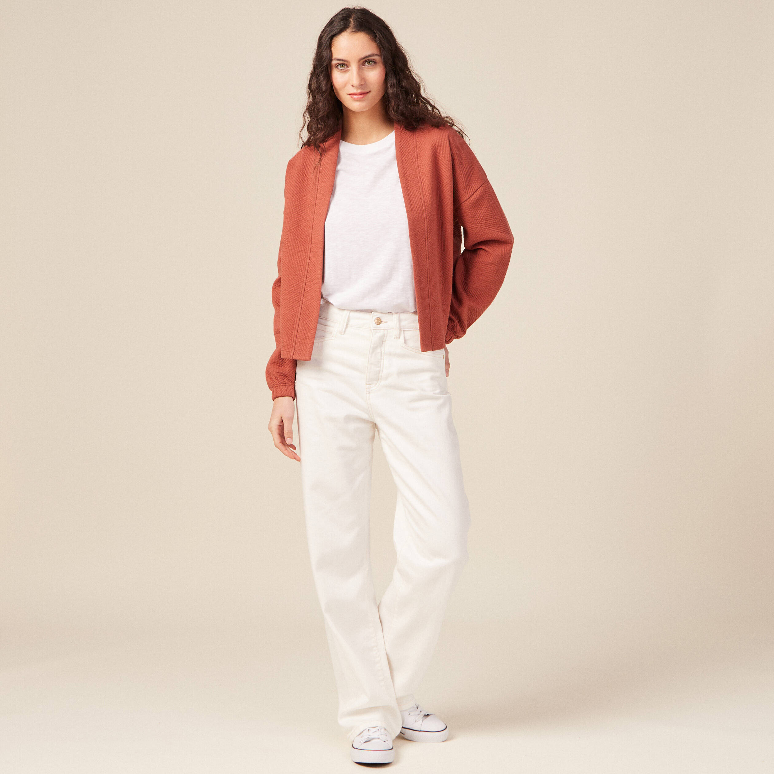 gilet manches longues orange femme Gilet manches longues orange femme