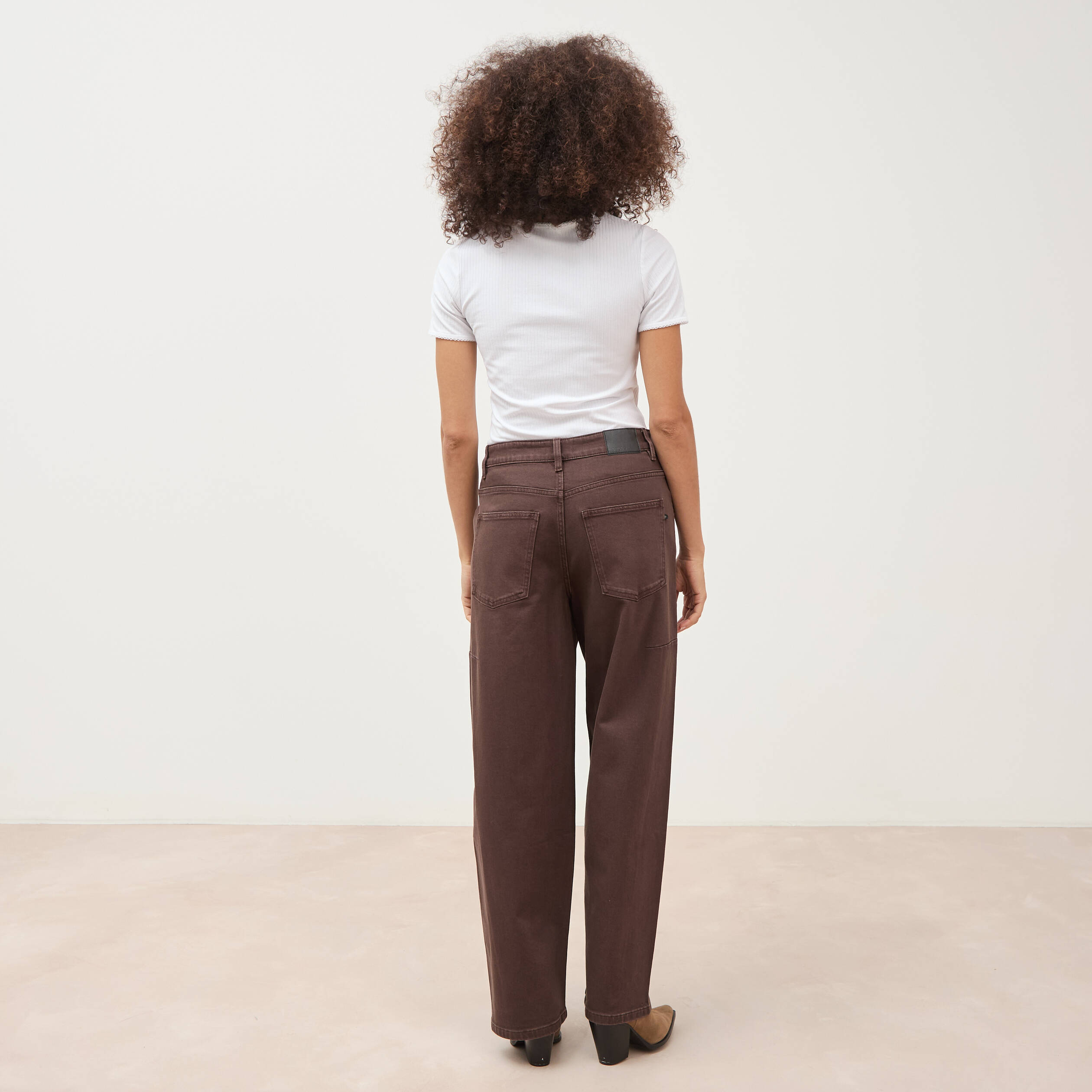 Jeans ample taille standard marron femme