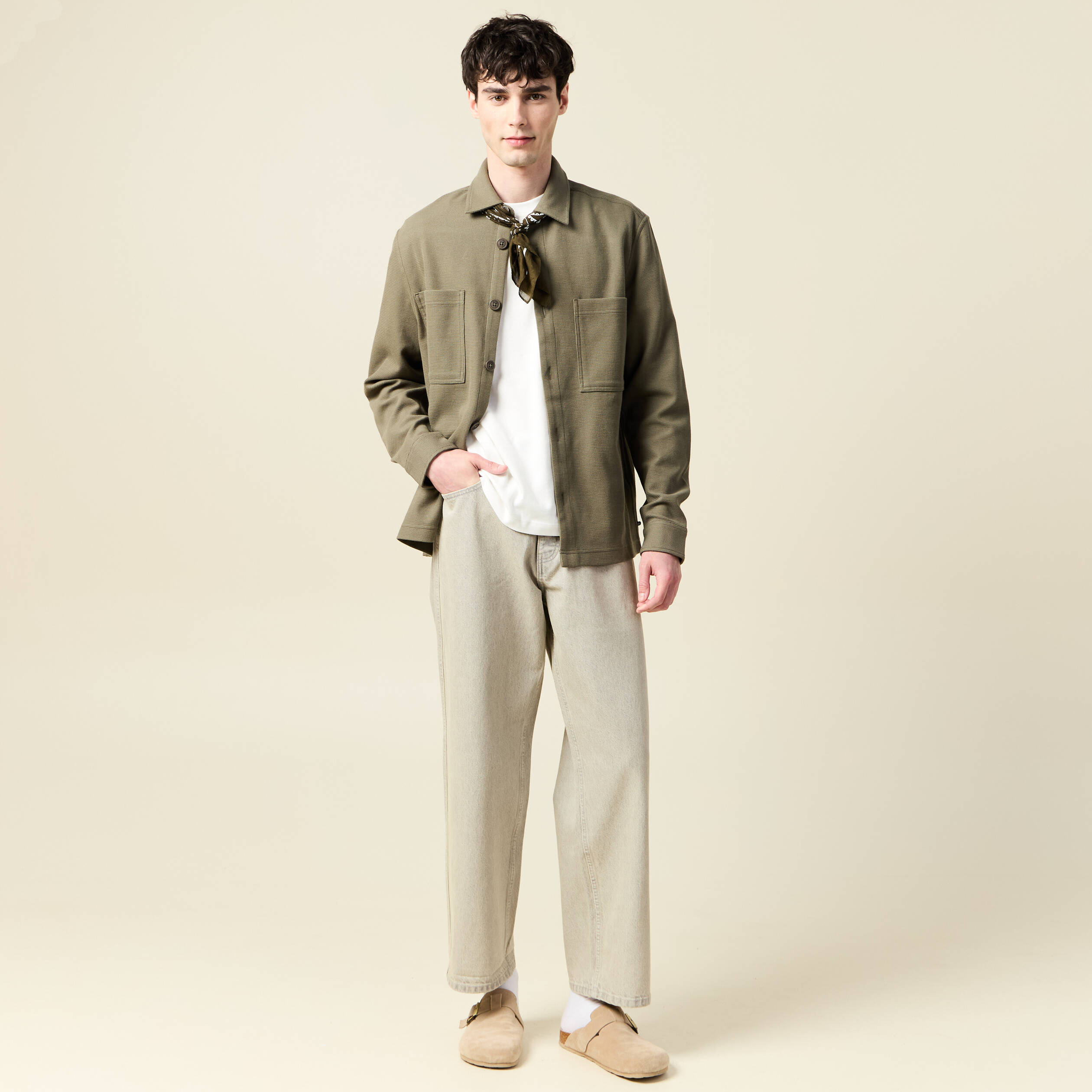 T-shirt oversize en coton ecru homme