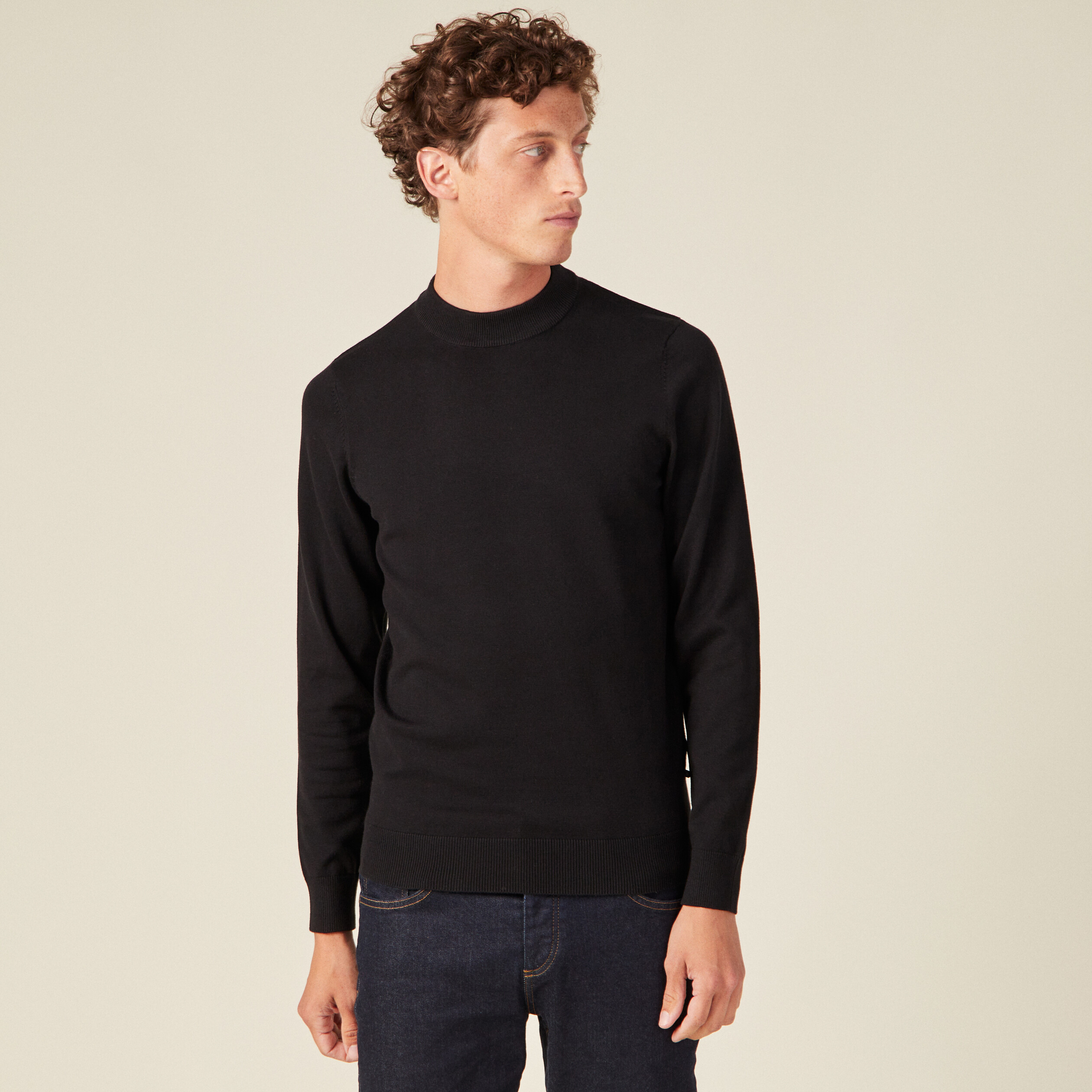 Pull manches longues noir homme