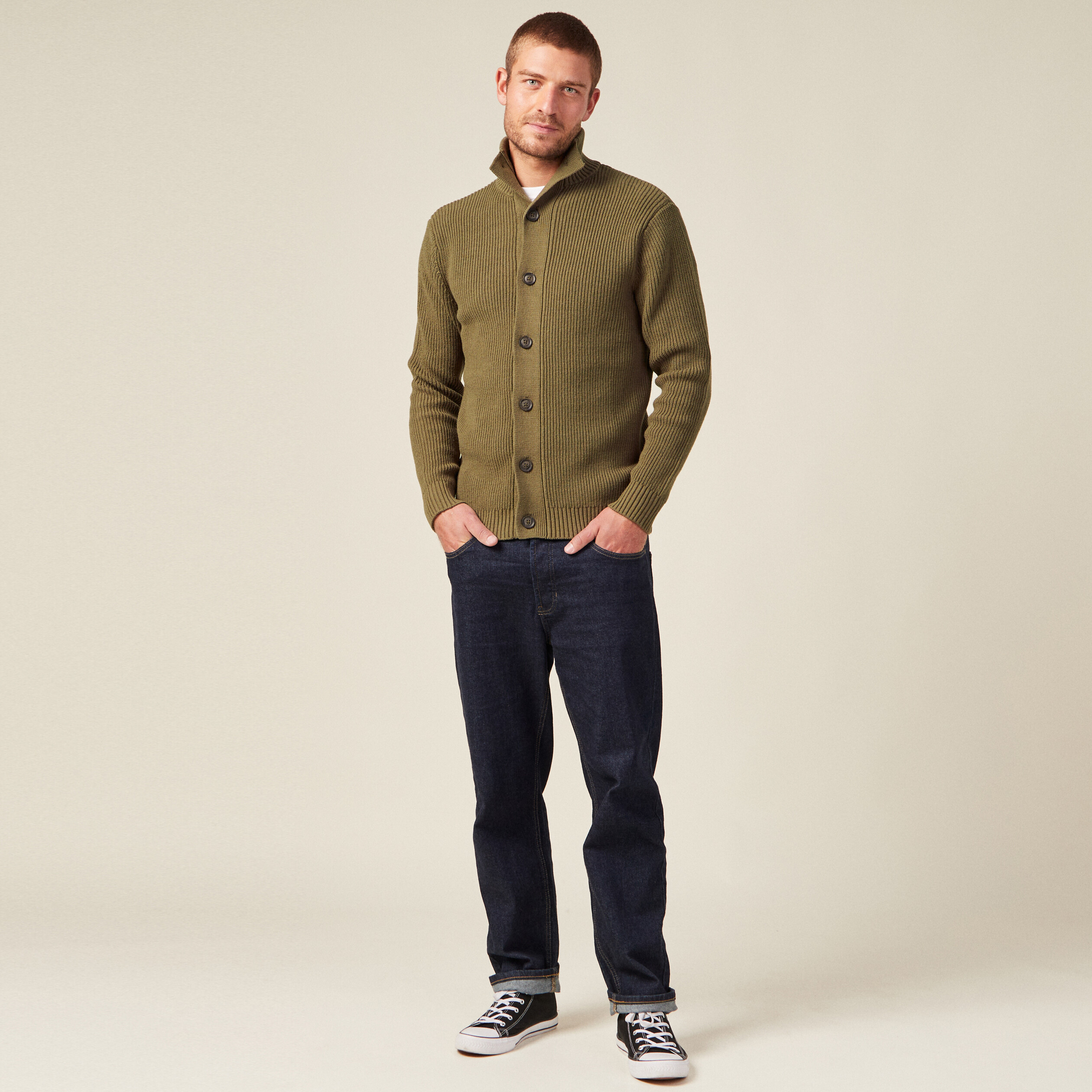 Gilet manches longues beige homme