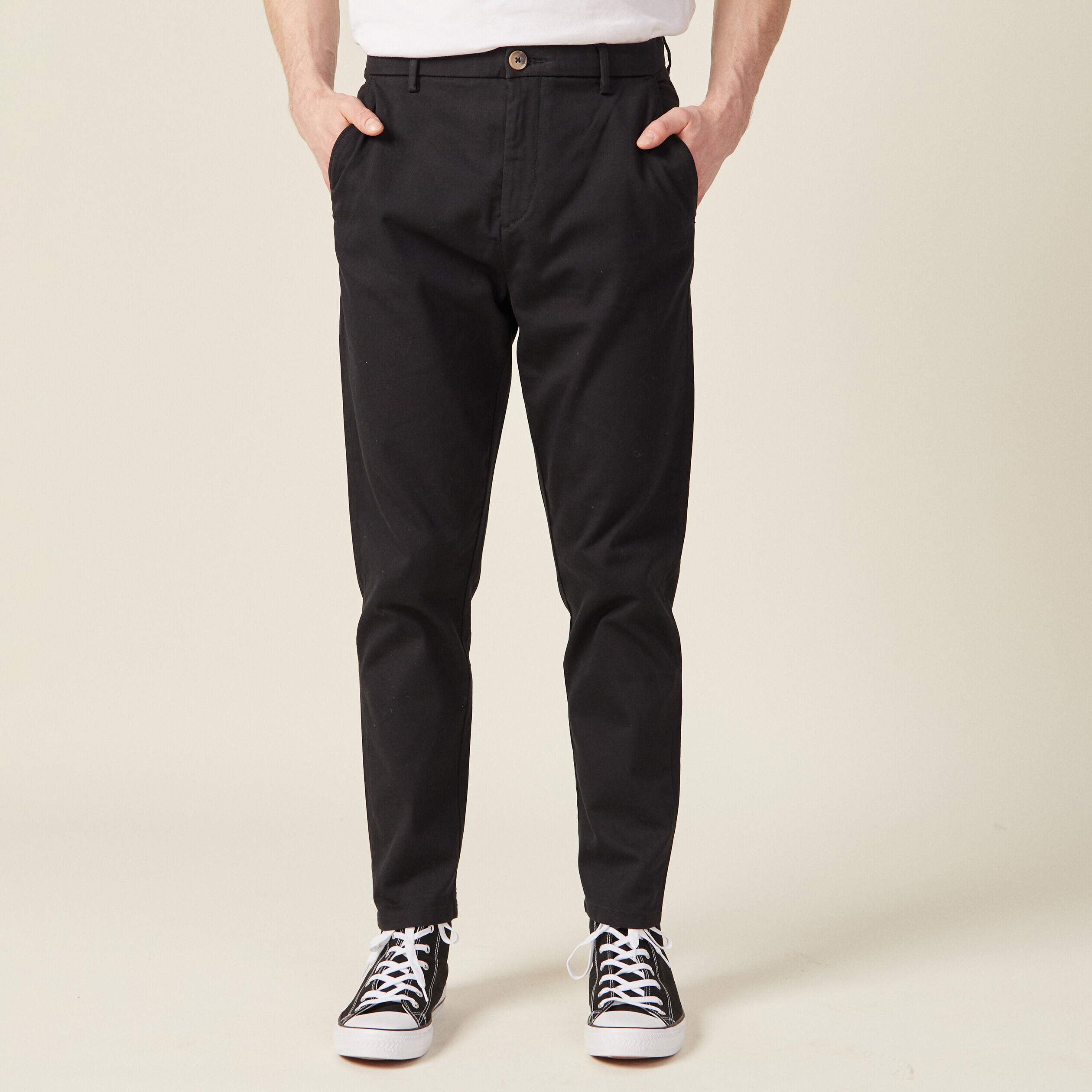 Pantalon chino 7/8ème noir homme