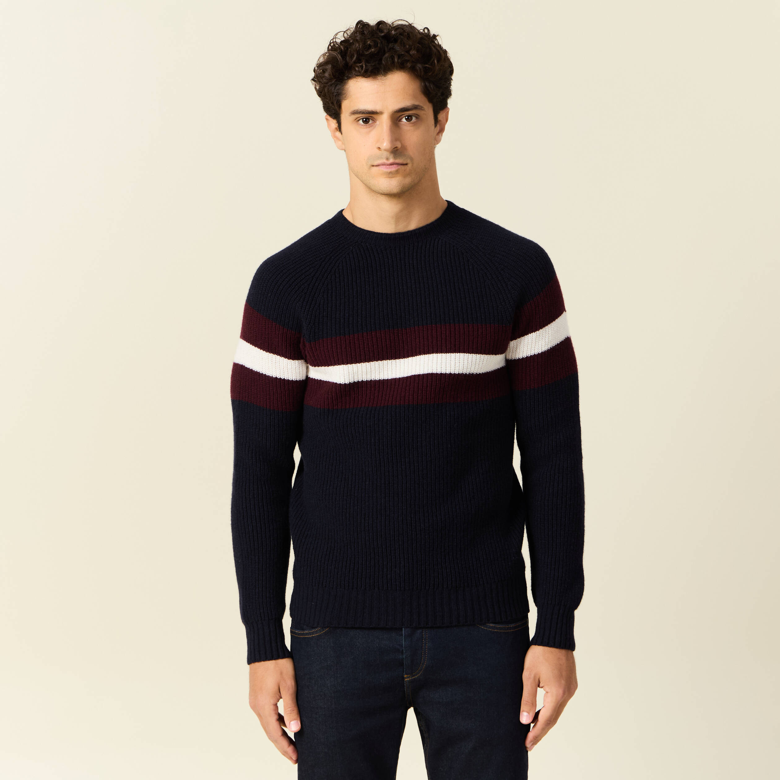 pull manches longues fabrique en france bleu marine homme Pull manches longues fabriqué en France bleu marine homme