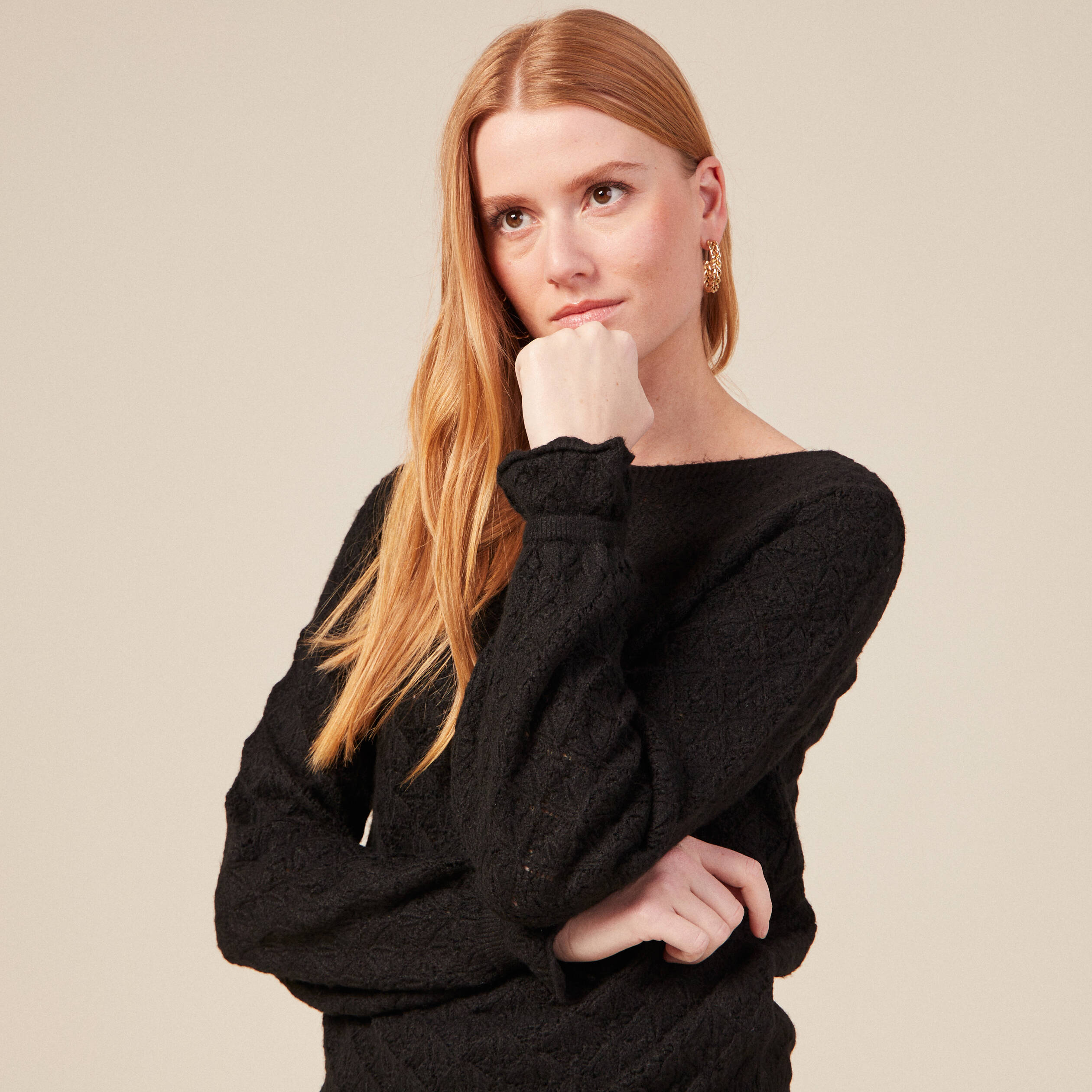 Pull noir online ajouré femme