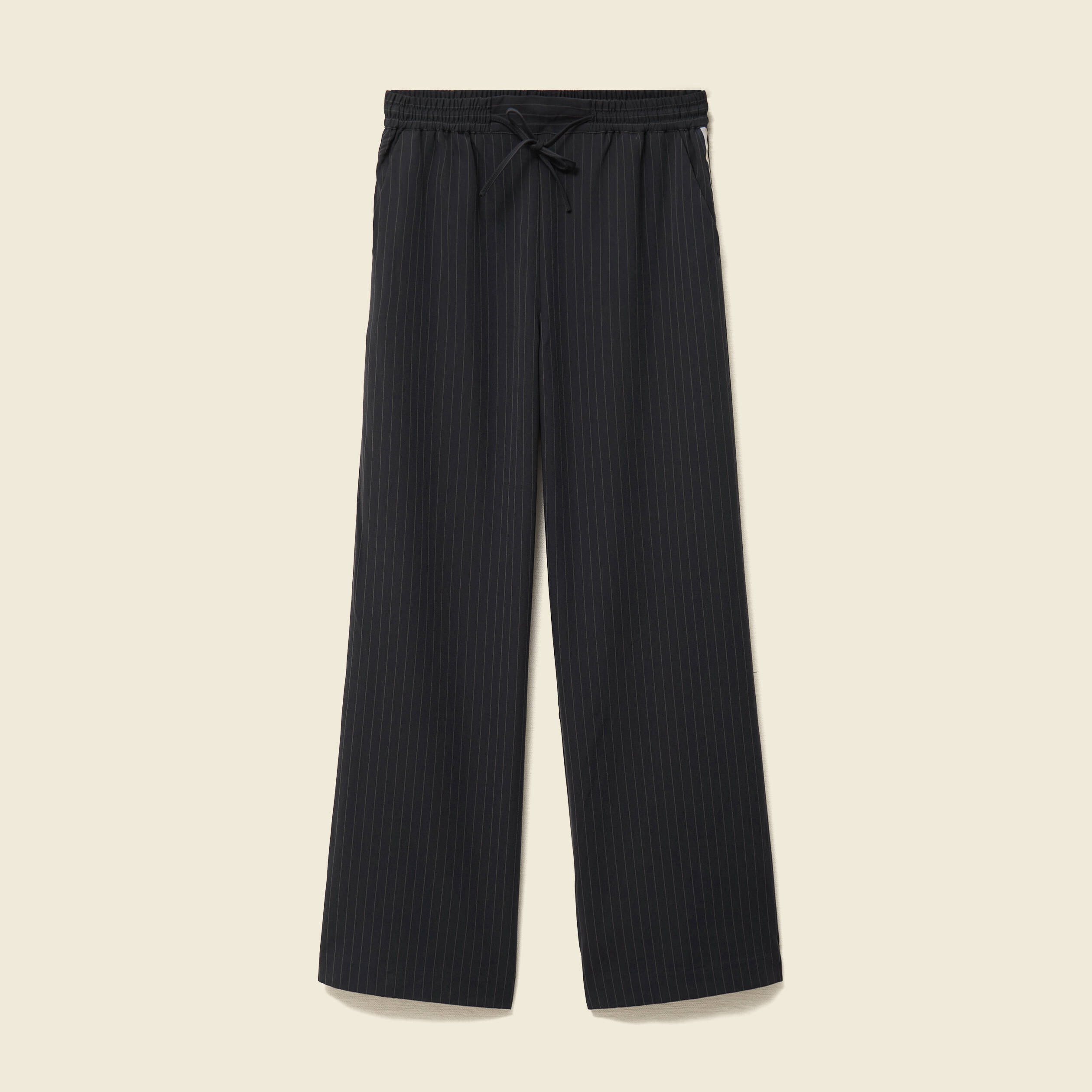 Pantalon taille haute bleu marine femme