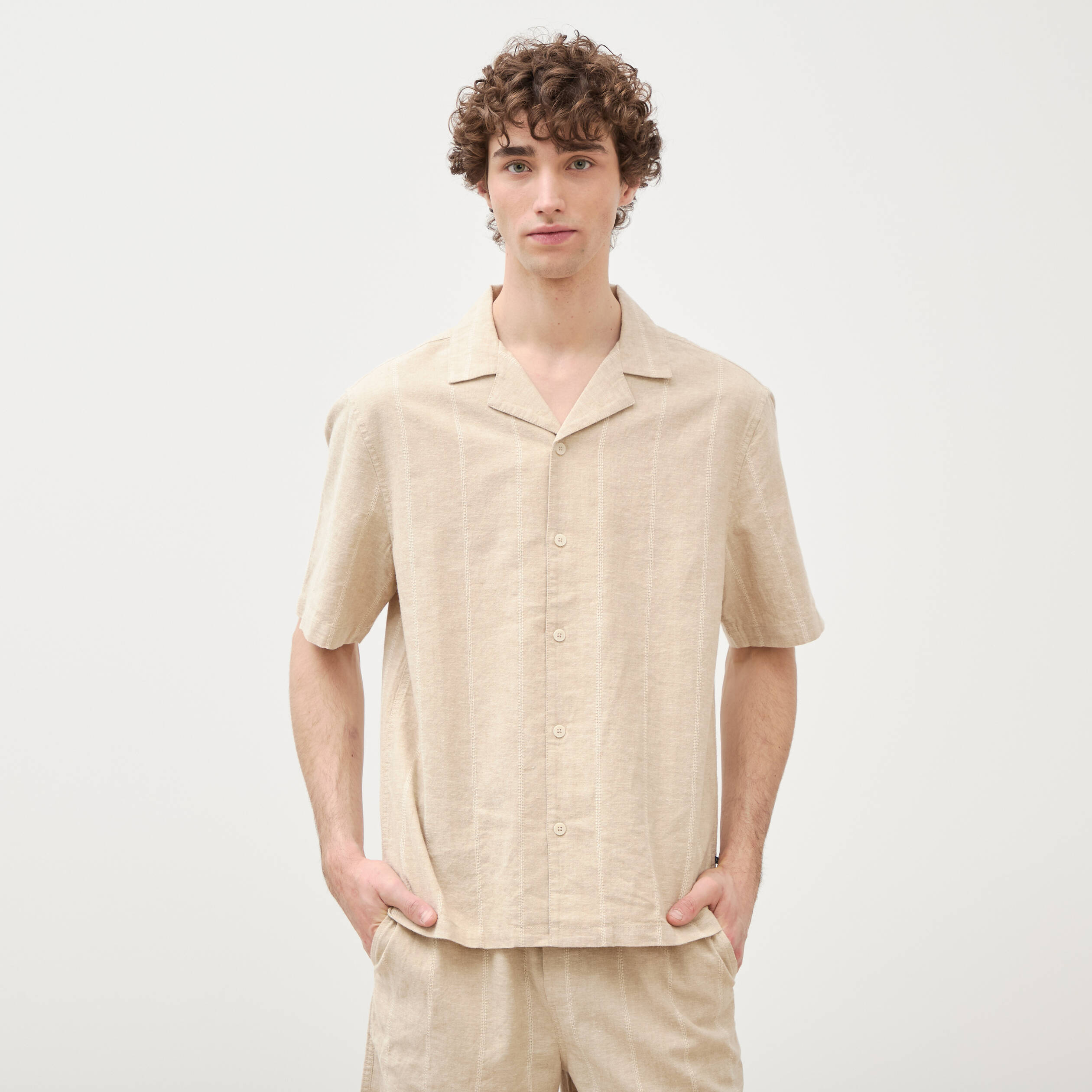 Chemise boyfriend manches courtes vert clair homme