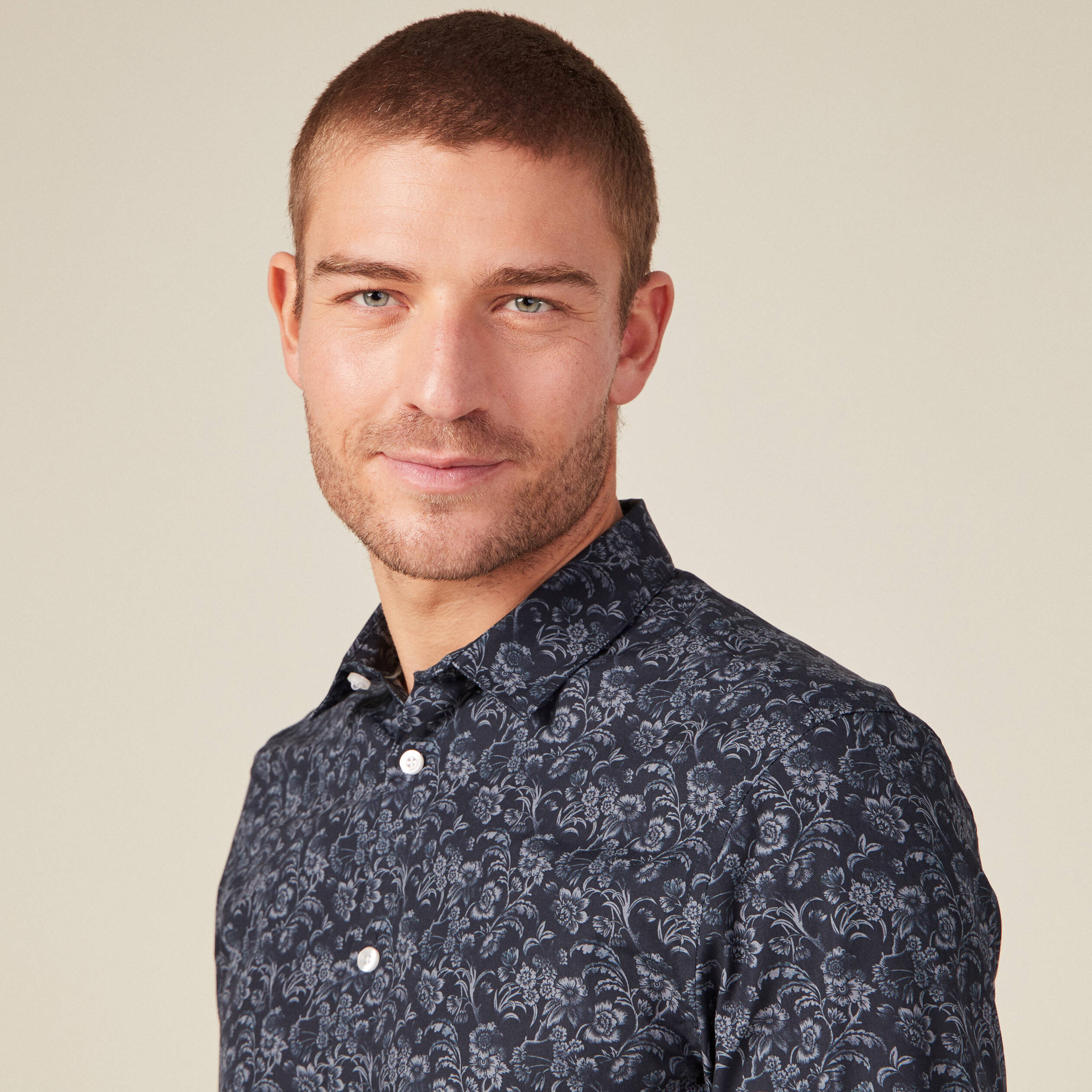 Chemise à manches longues bleu marine homme