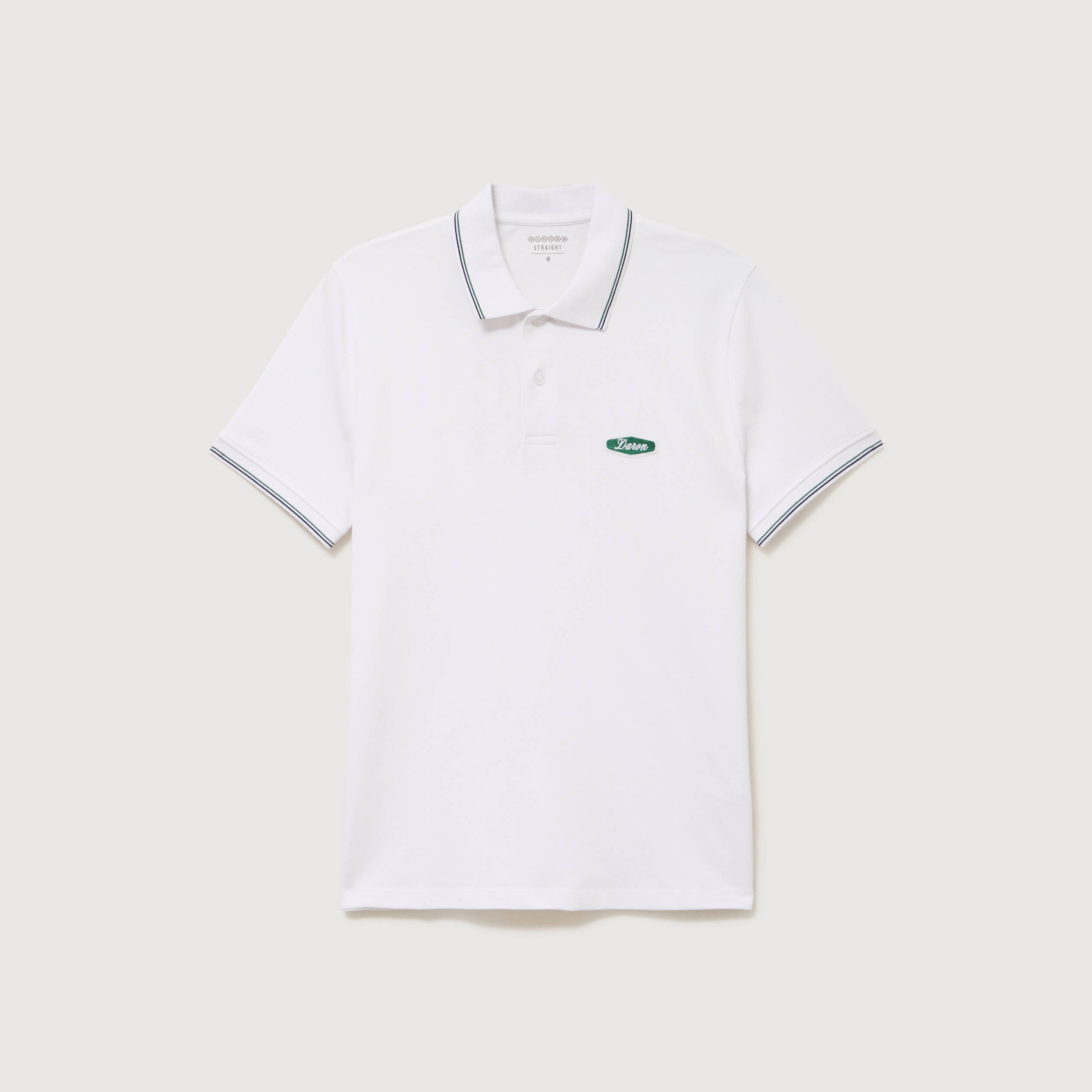 Polo cintr&eacute; en coton manches courtes blanc homme