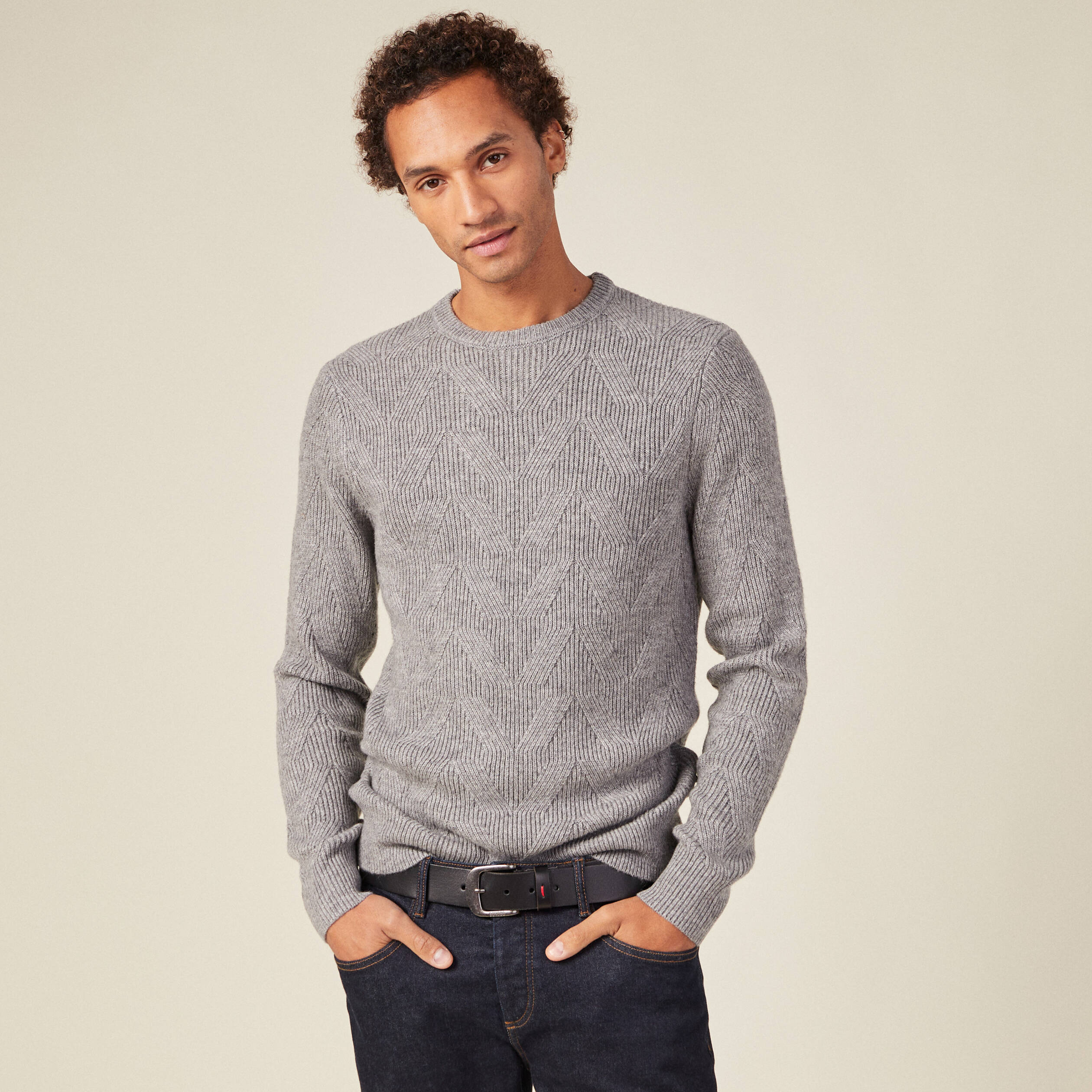 Pull manches longues gris homme