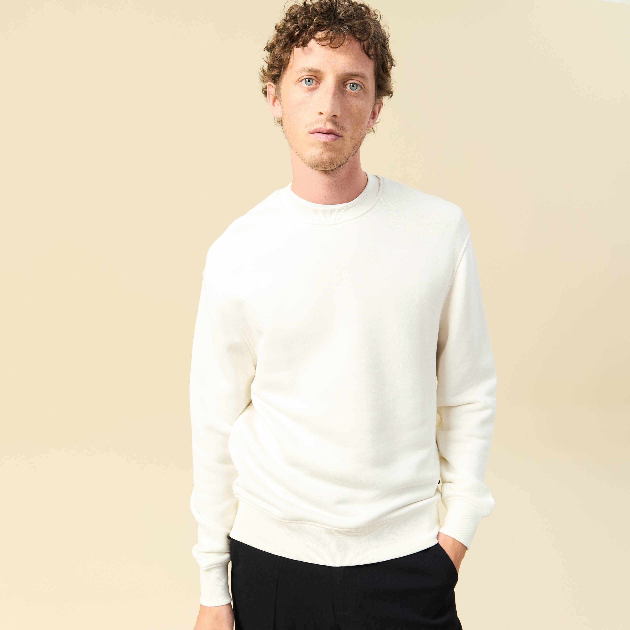 Sweat manches longues ecru homme