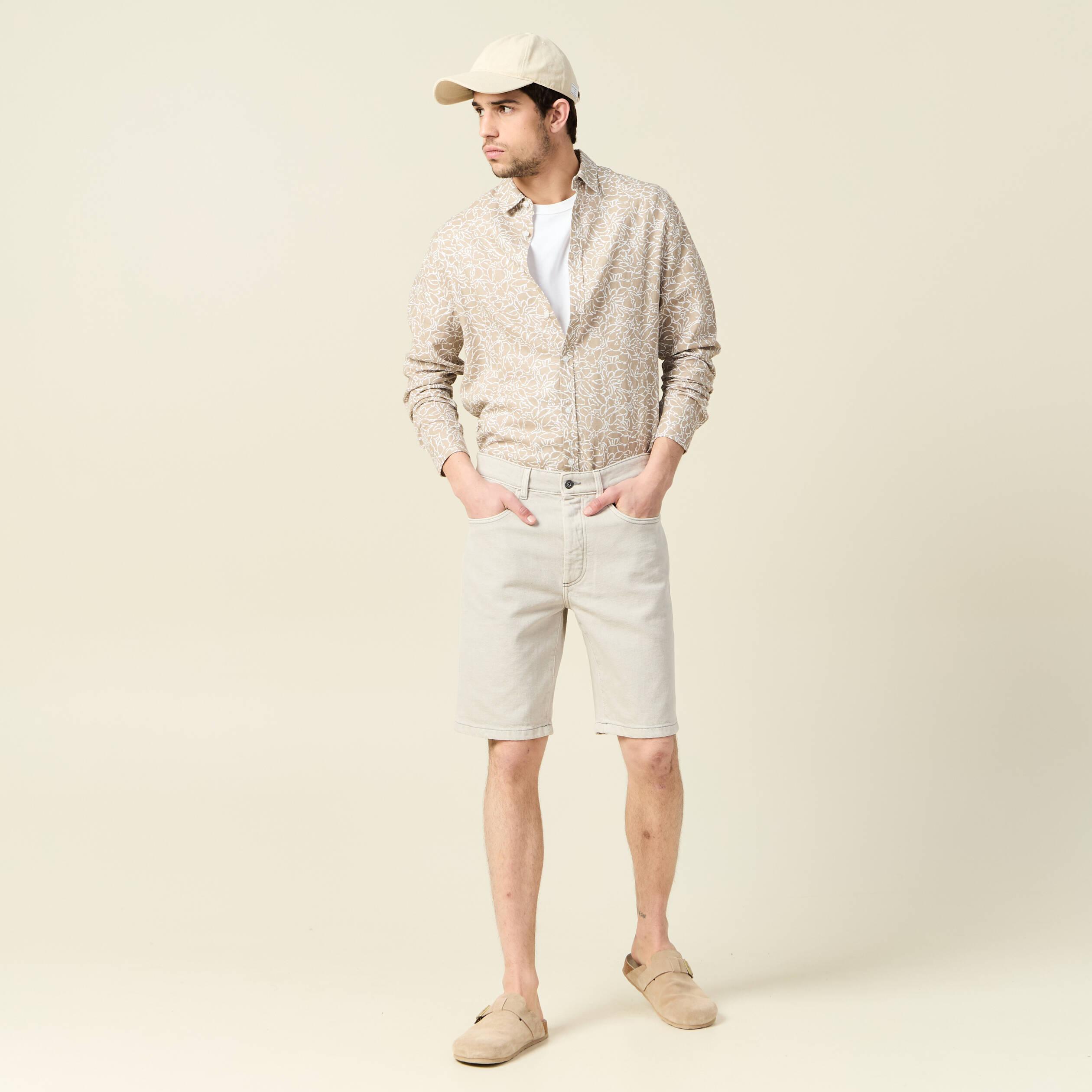 chemise manches longues beige homme Chemise manches longues beige homme
