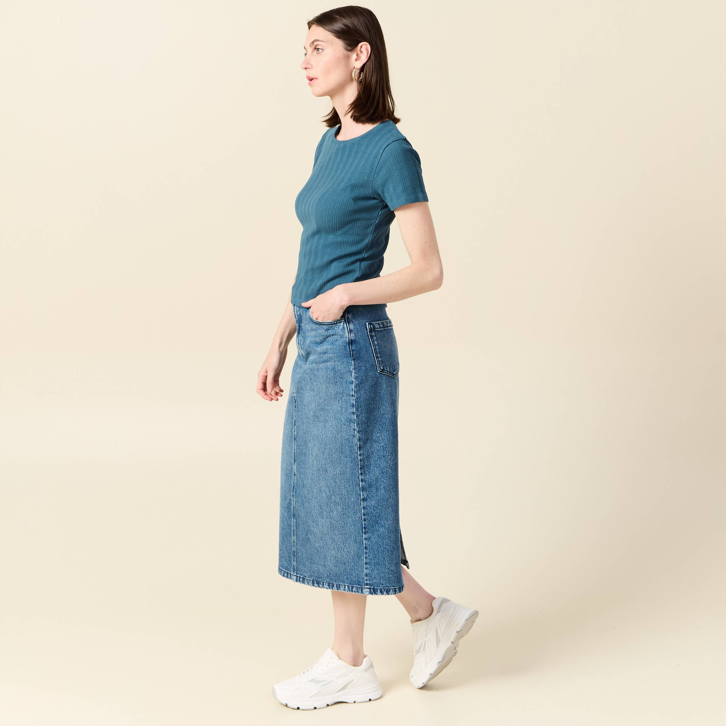t shirt manches courtes bleu gris femme T-shirt manches courtes bleu gris femme