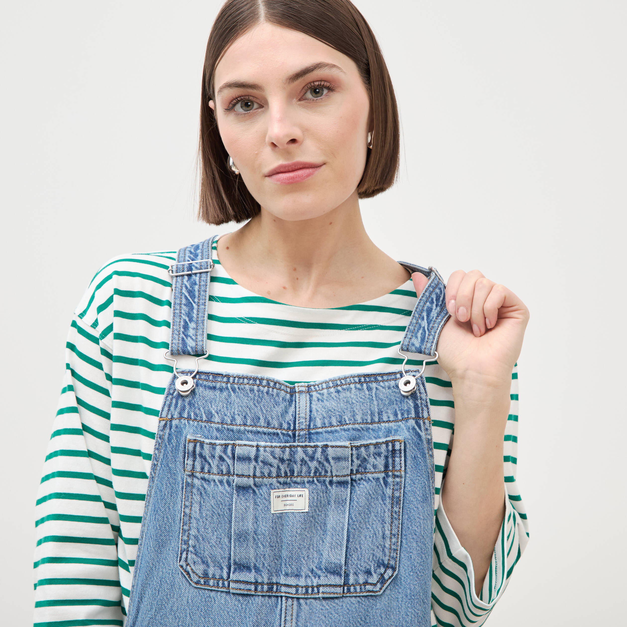 Salopette en jean denim stone femme