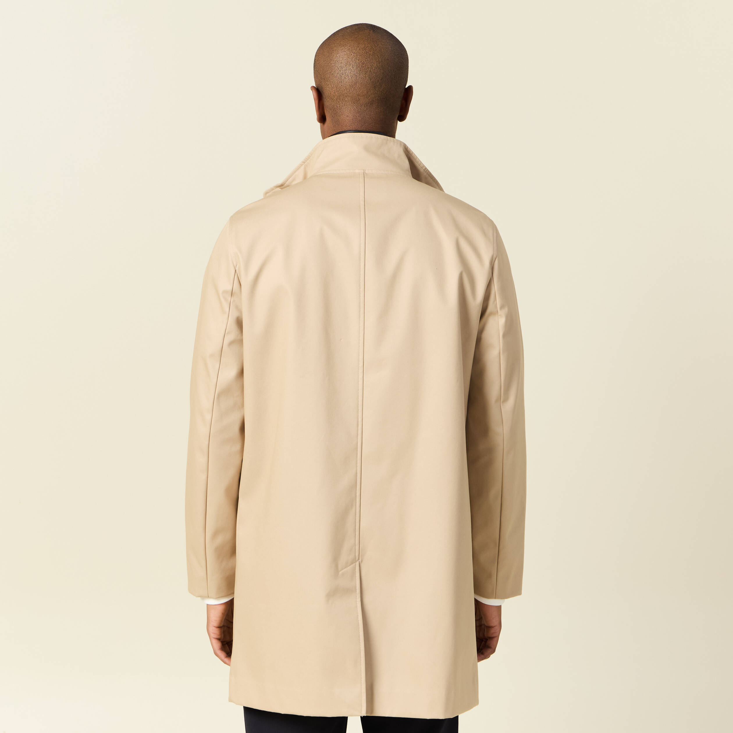 Trench mi-long col montant beige homme