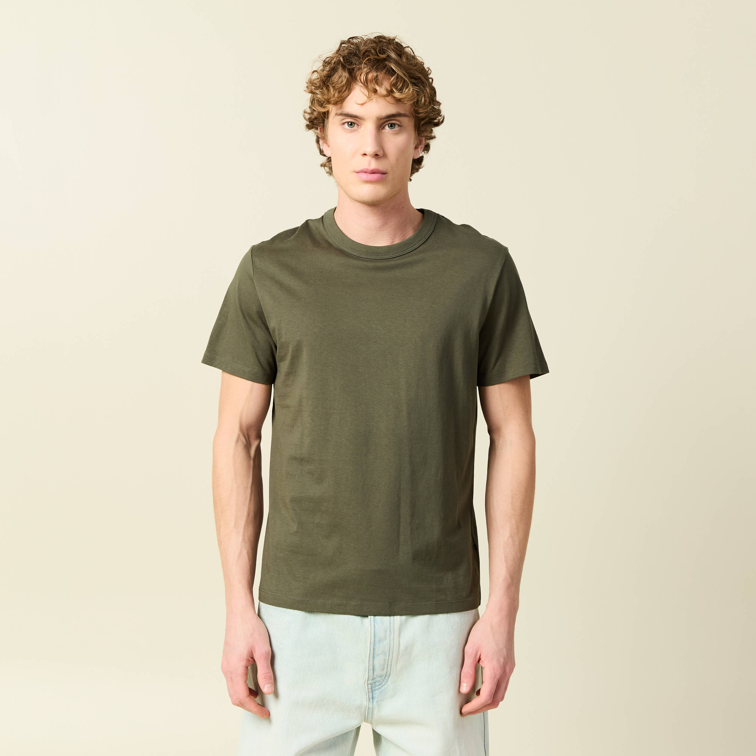 T shirt 100% coton biologique heavy raye vert et blanc