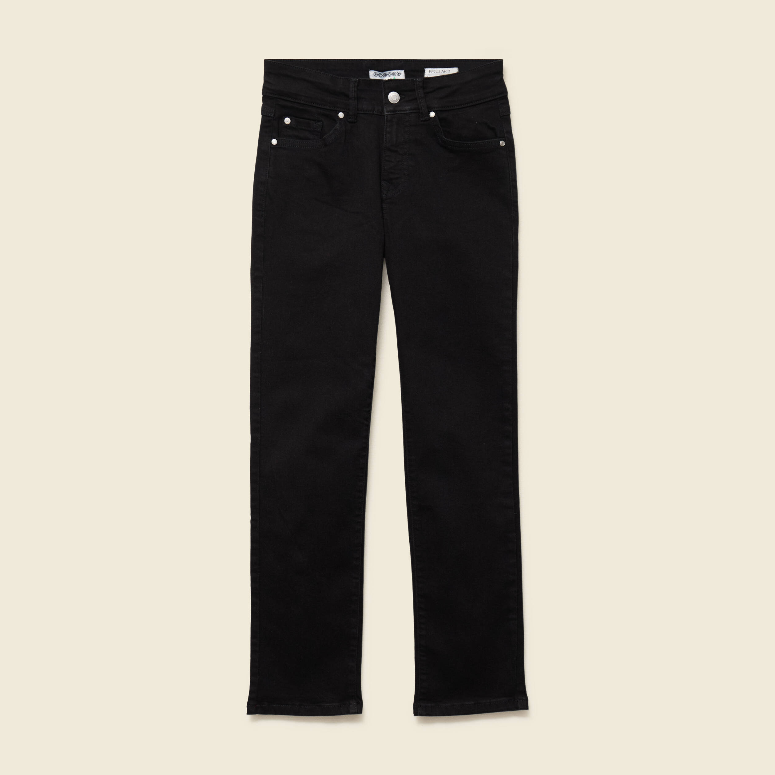 Jeans regular 7/8&egrave;me taille standard denim noir femme