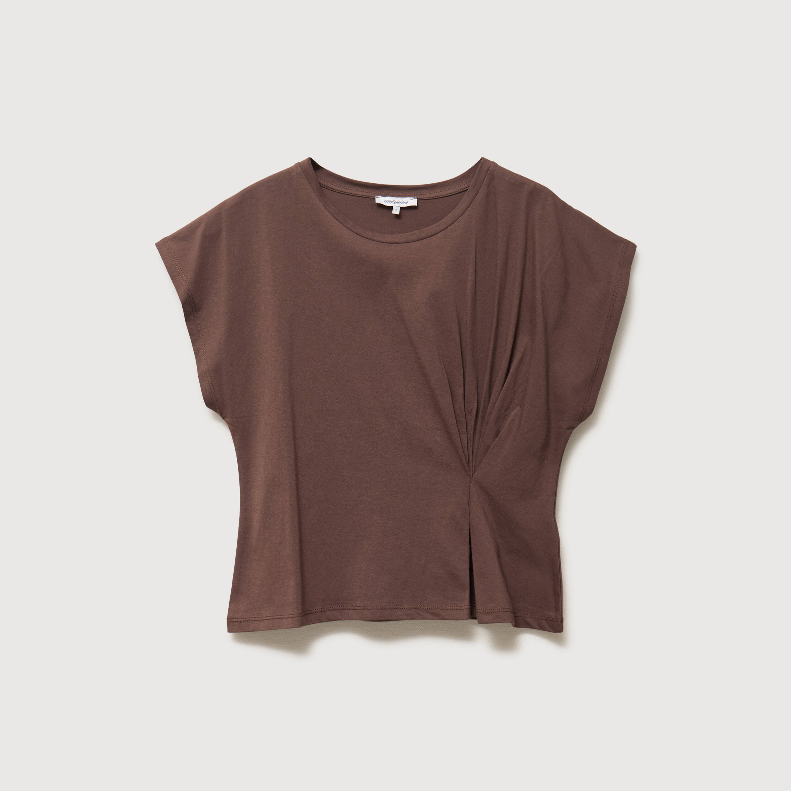 T-shirt manches courtes marron fonc&eacute; femme