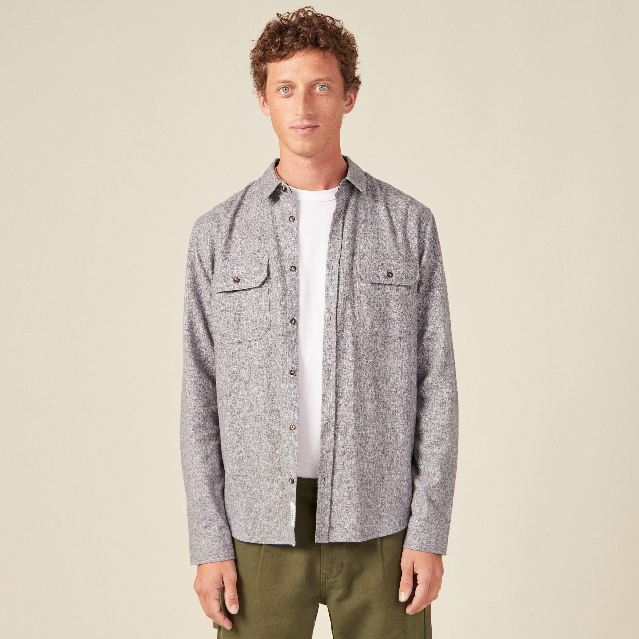 Chemise manches longues ecru homme