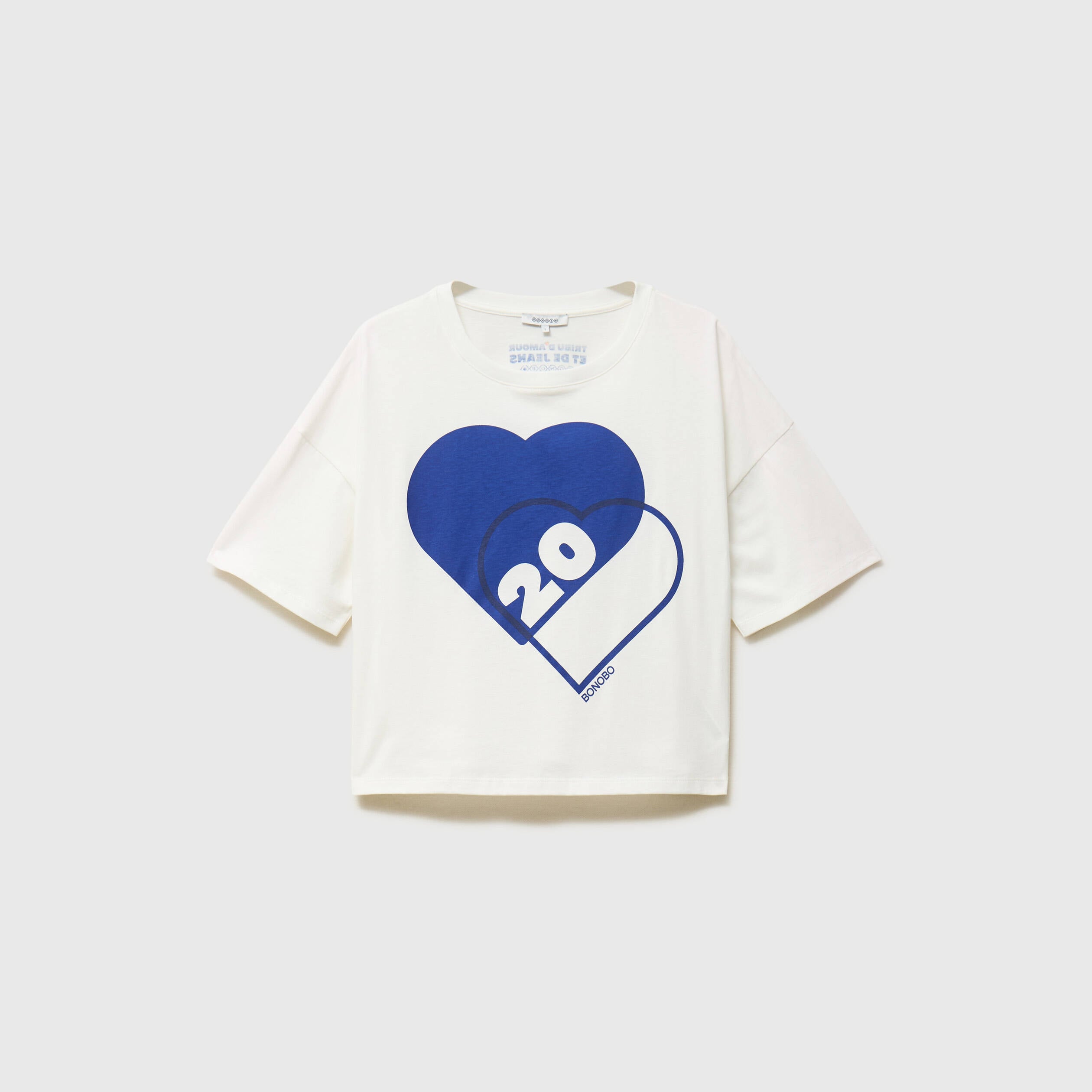 T-shirt droit cropped manches coude ecru femme