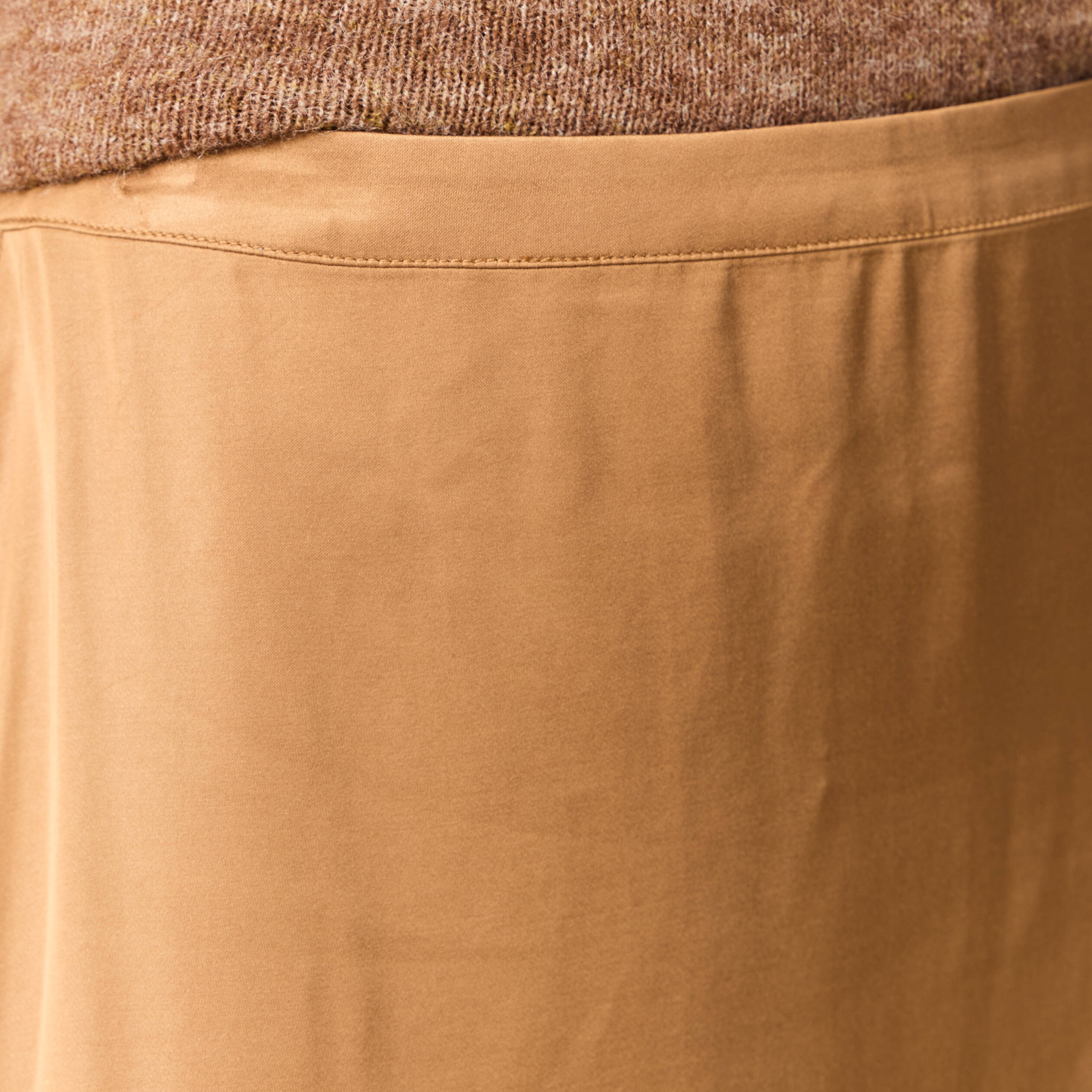 jupe midi droite satin marron clair femme Jupe midi droite satin marron clair femme
