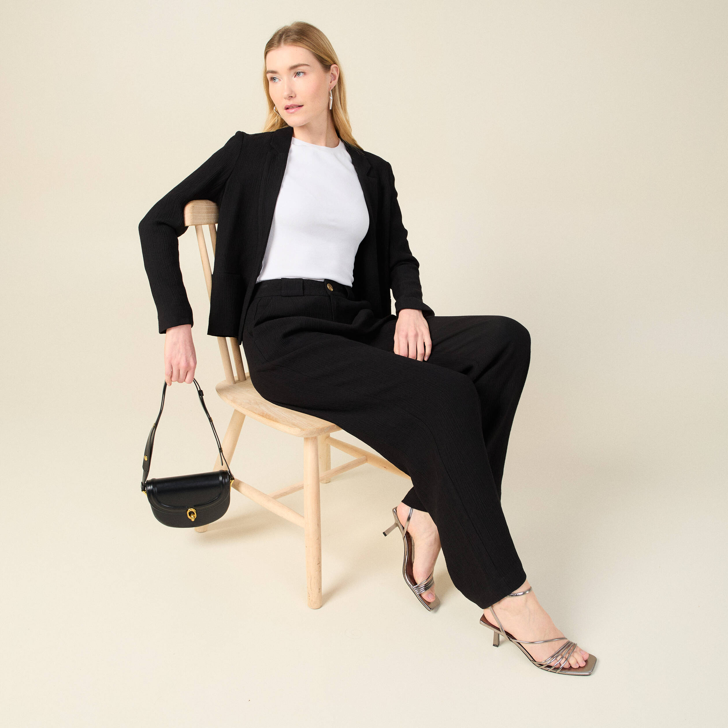 Pantalon large fluide noir femme