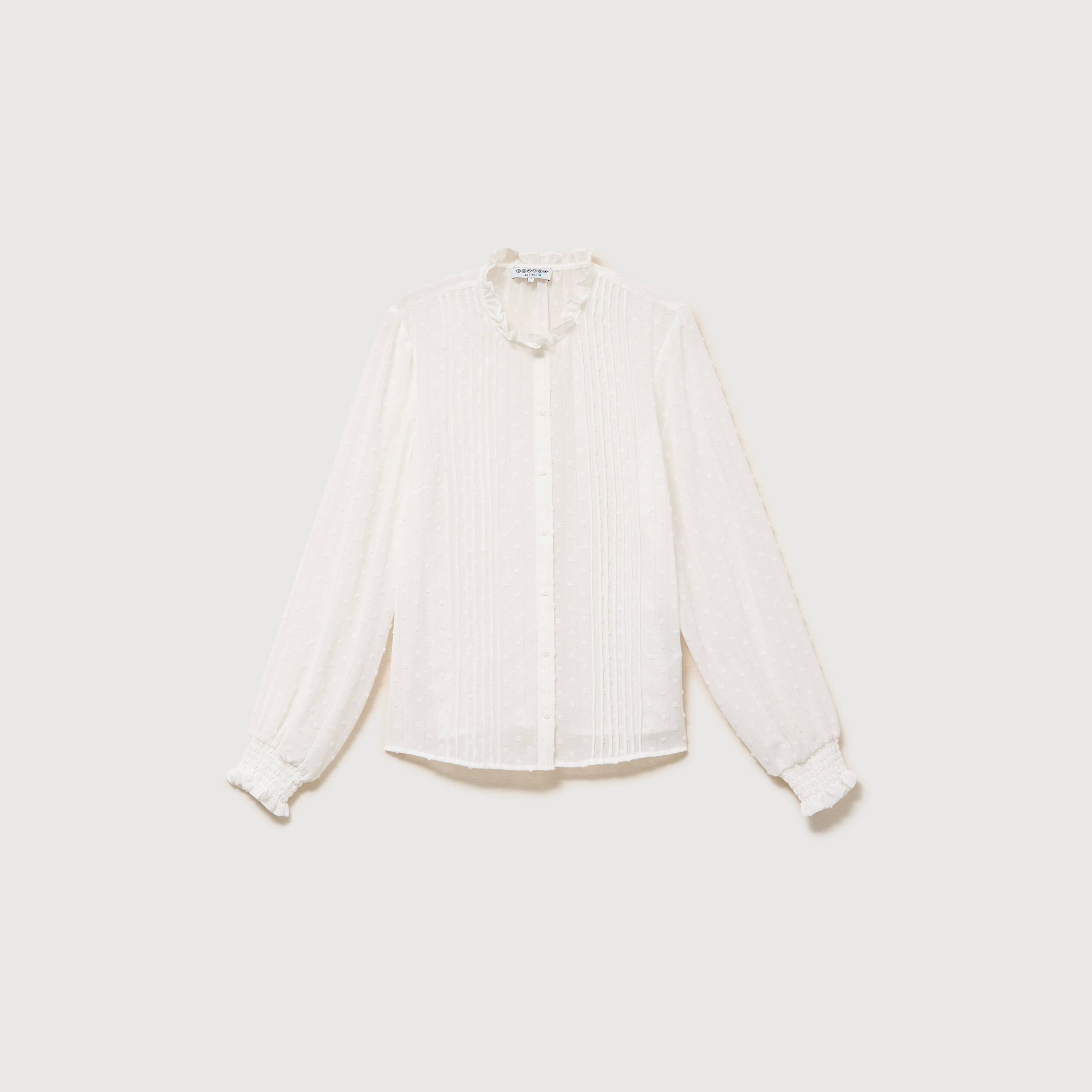 Chemise droite manches longues ecru femme