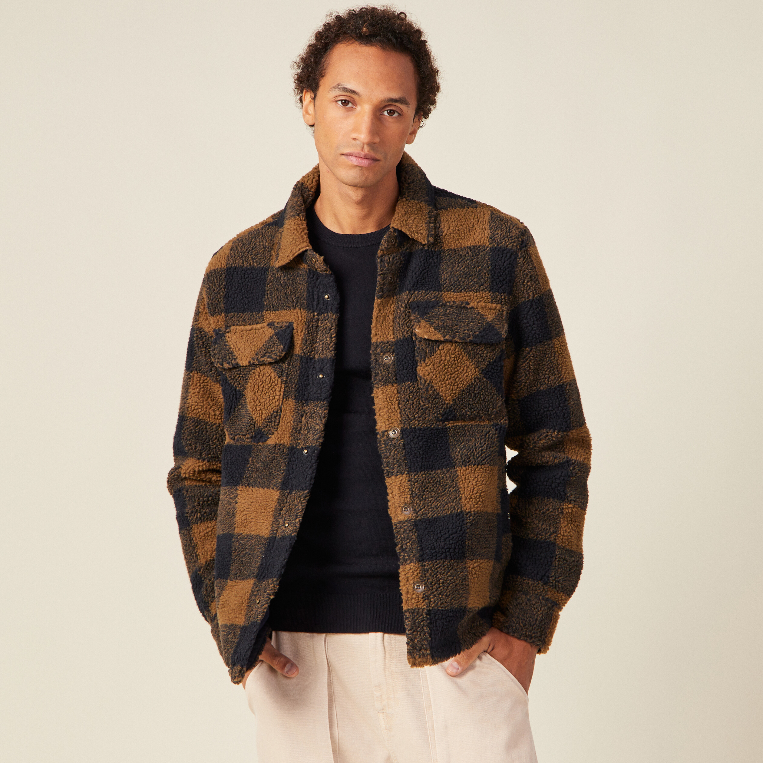 Surchemise éco-responsable beige homme