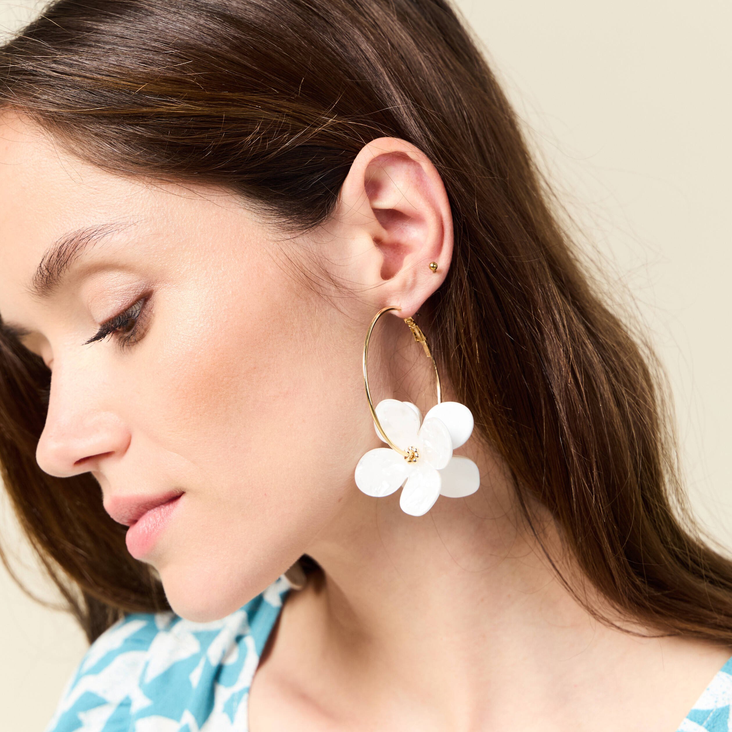 boucles doreilles creoles ecru femme Boucles d'oreilles créoles ecru femme