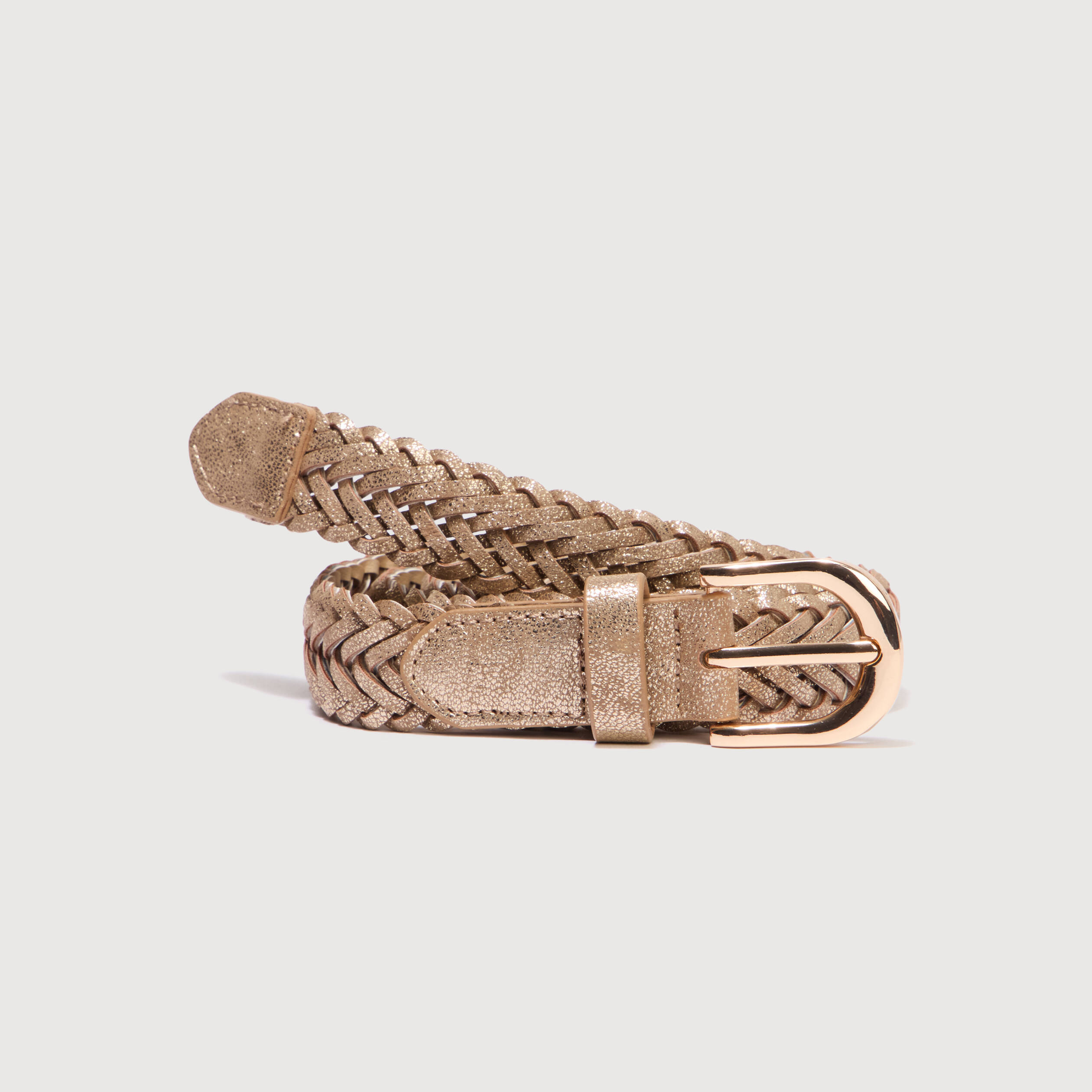 Ceinture fine tress&eacute;e couleur or femme