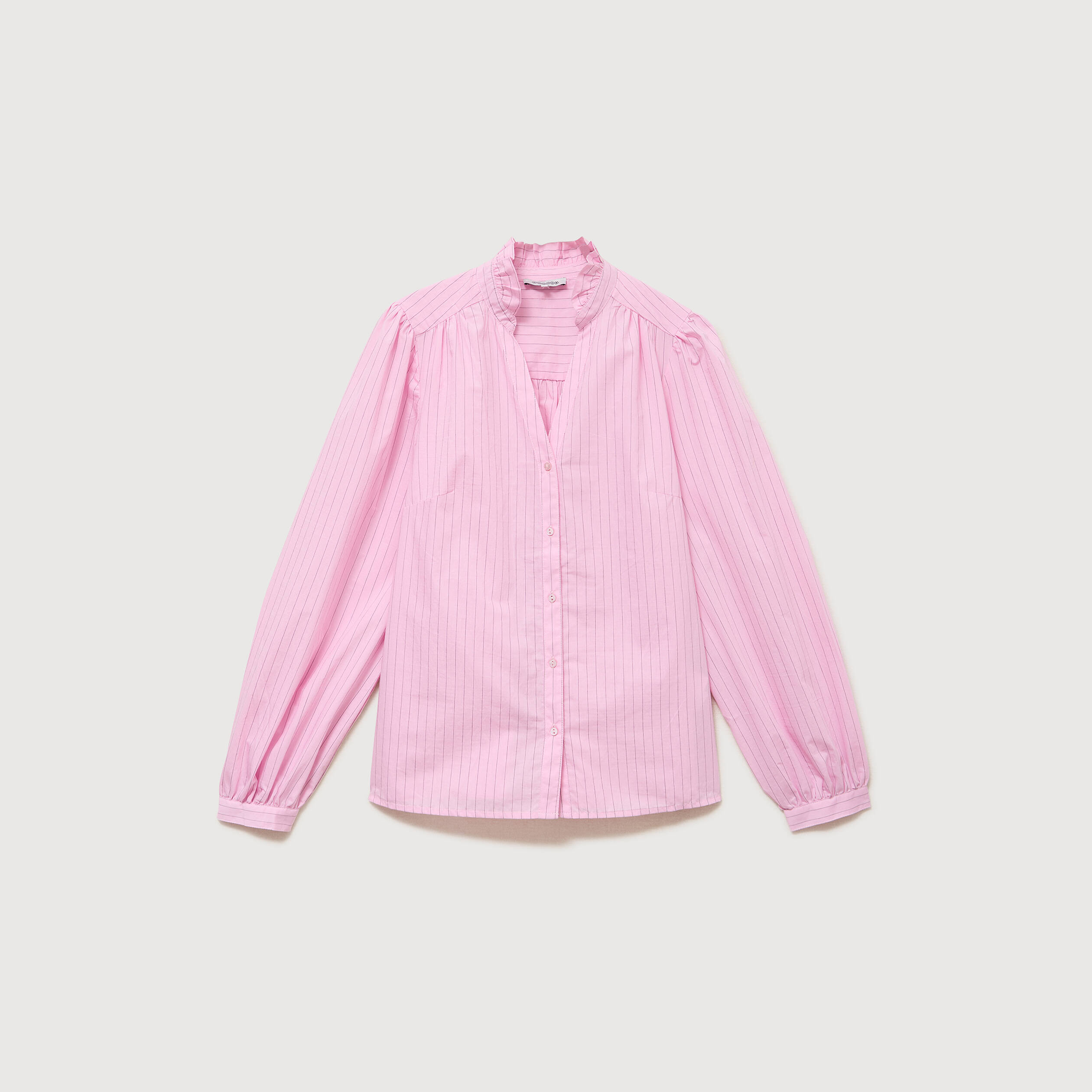 Chemise droite manches longues rose clair femme