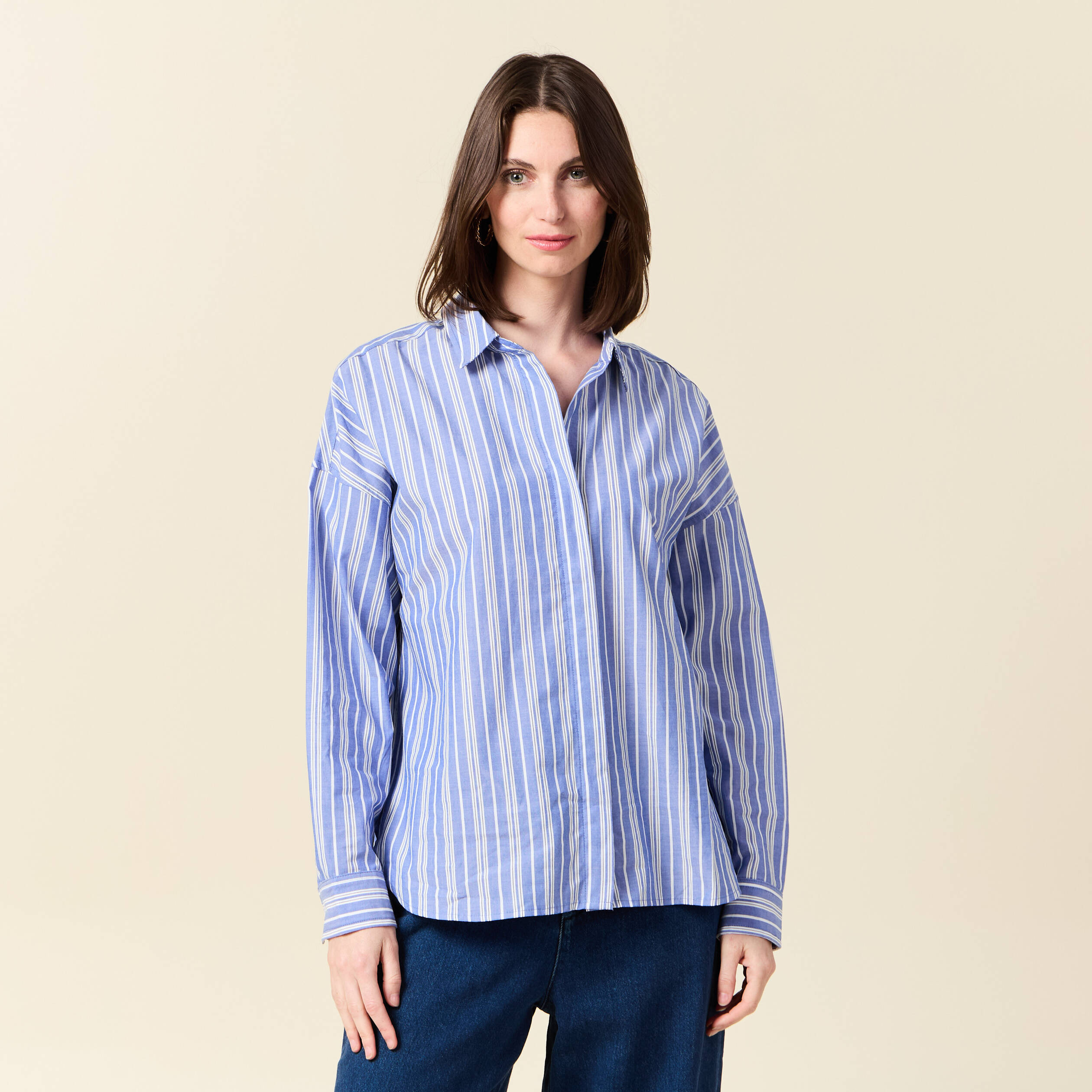 Chemise eco responsable bleu clair femme Vibs