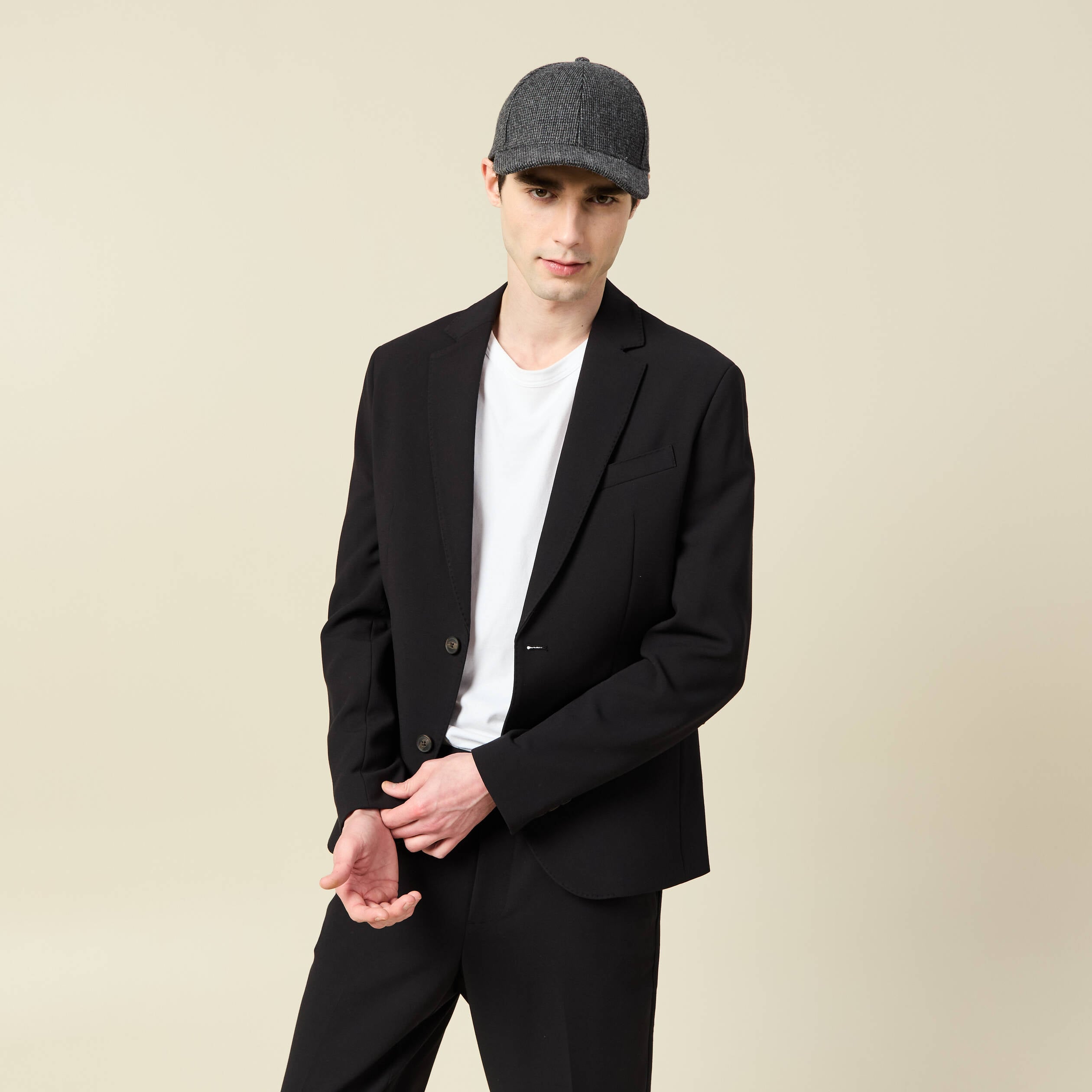 Blazer manches longues col tailleur noir homme