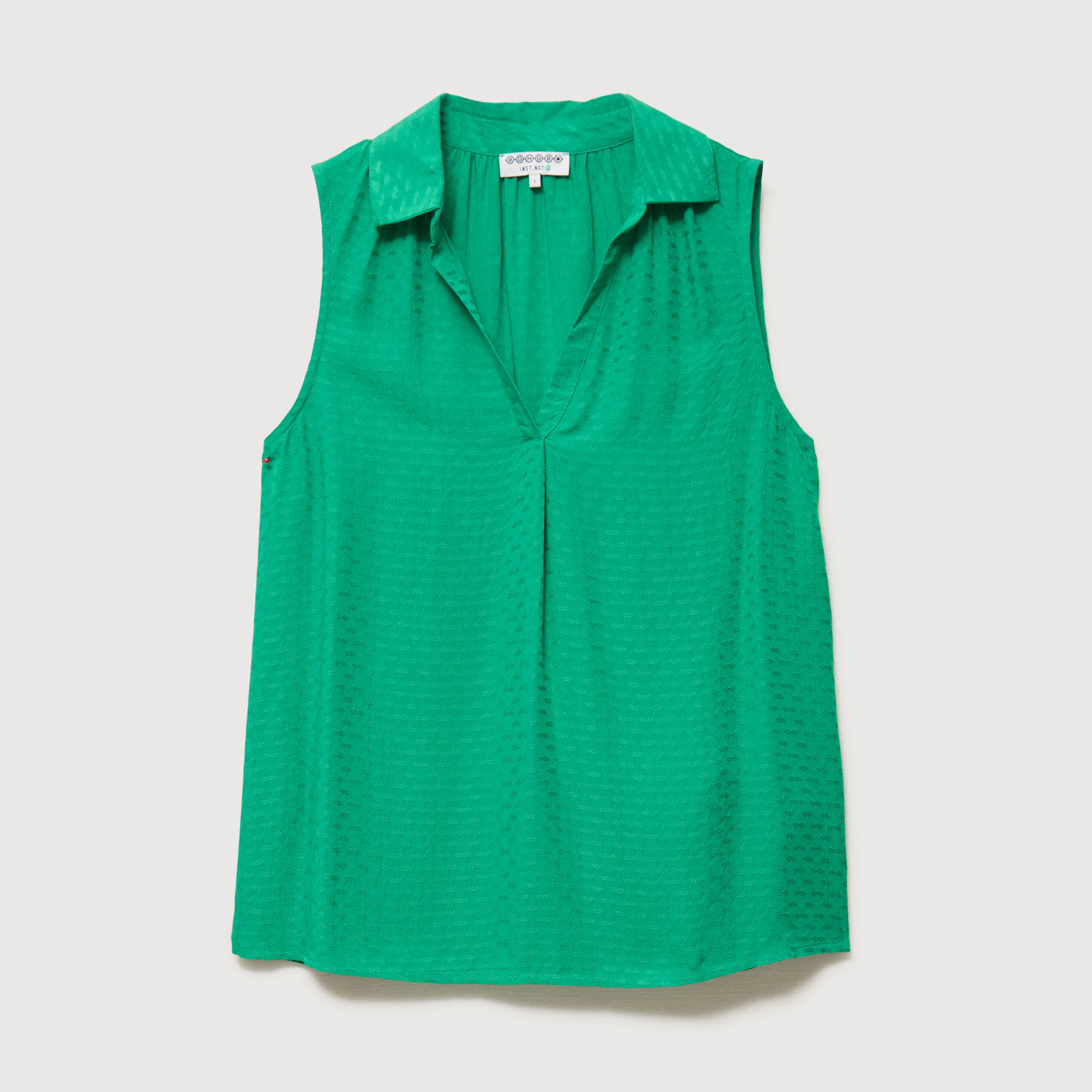 Top sans manches col tailleur vert femme