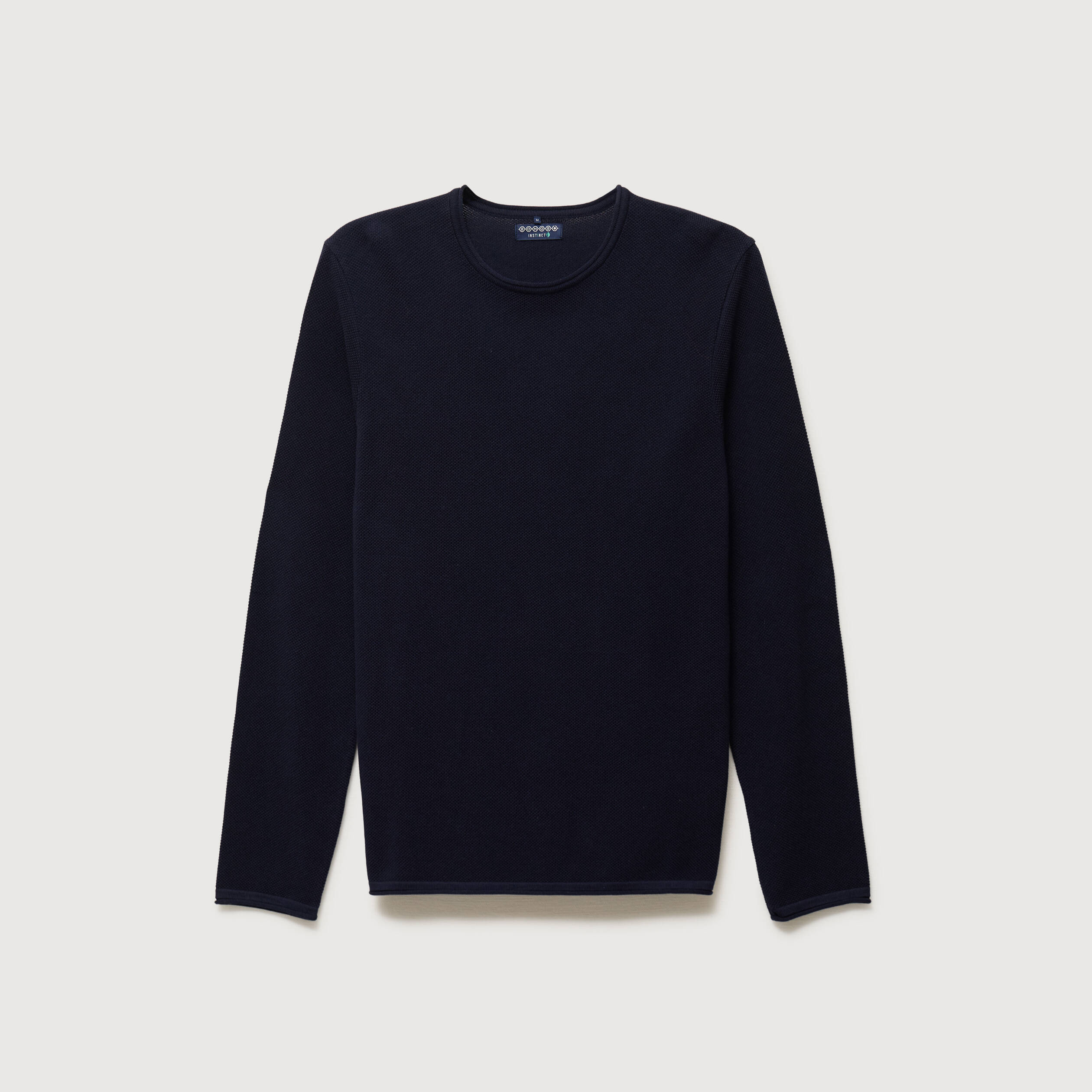 Pull col rond manches longues bleu marine homme