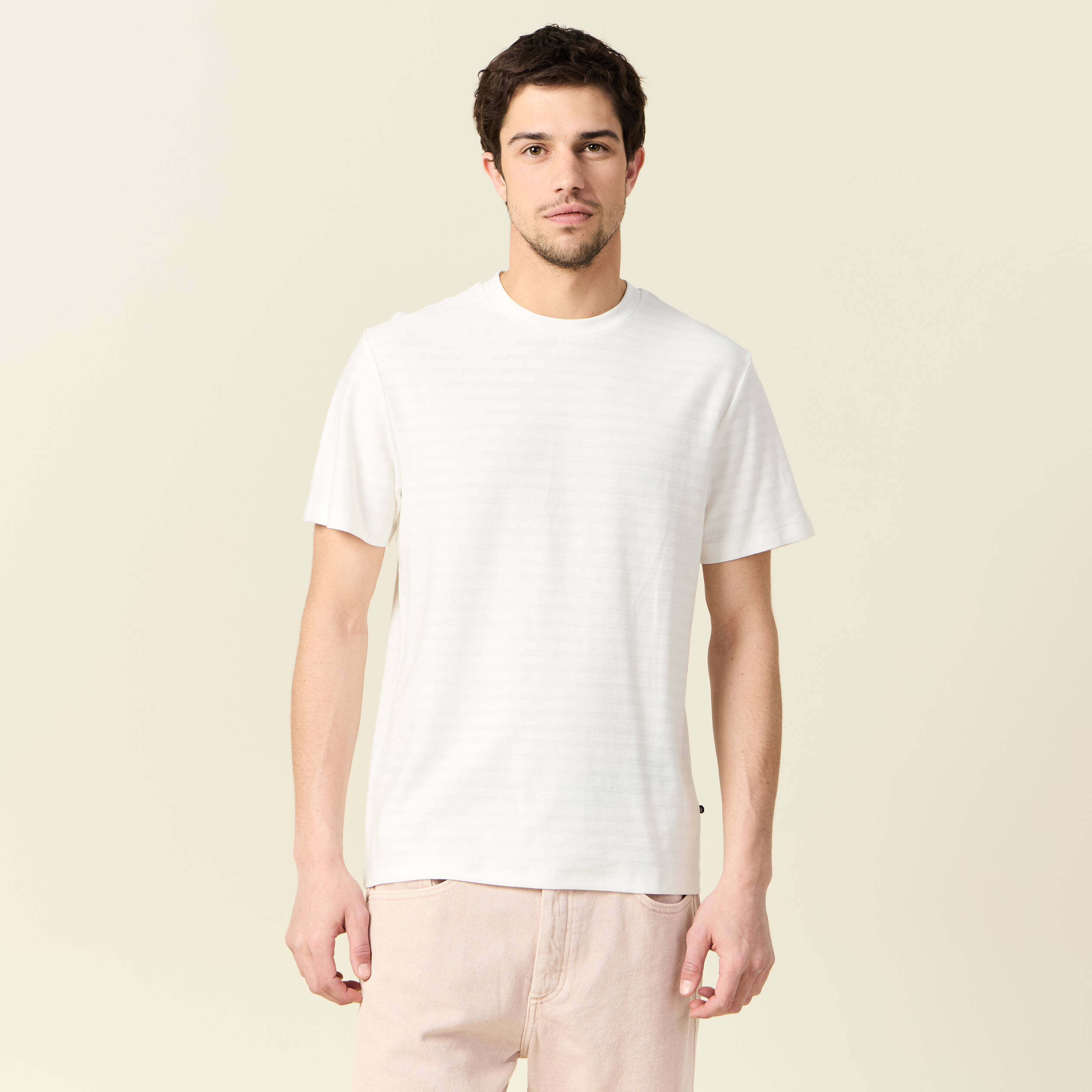 T-shirt manches courtes ecru homme