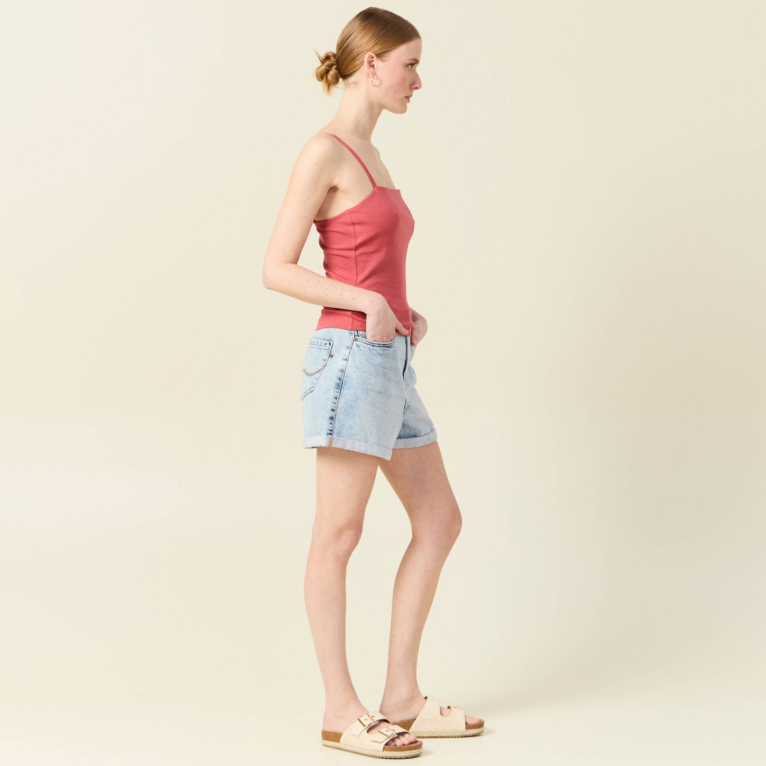 bustier cropped a bretelles terracotta femme Bustier cropped à bretelles terracotta femme