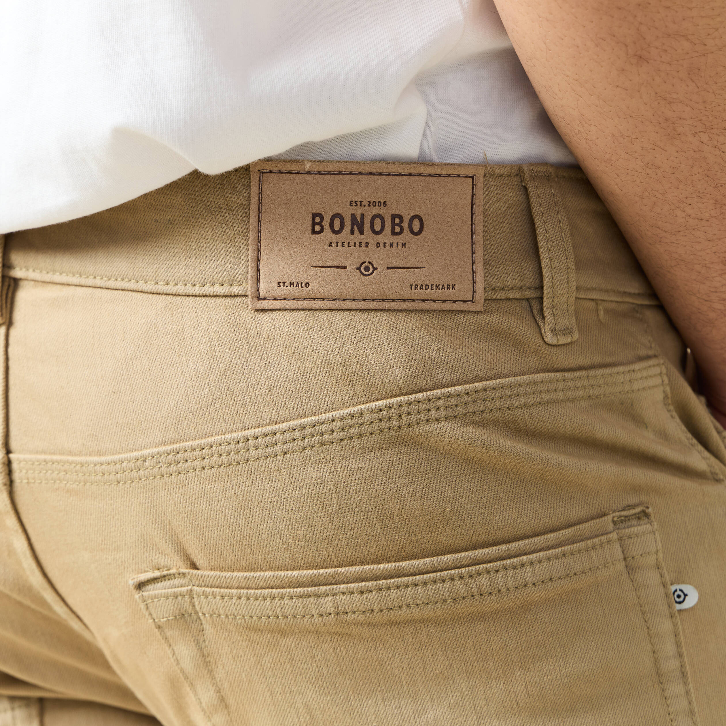 Jeans straight longueur 34 denim beige homme