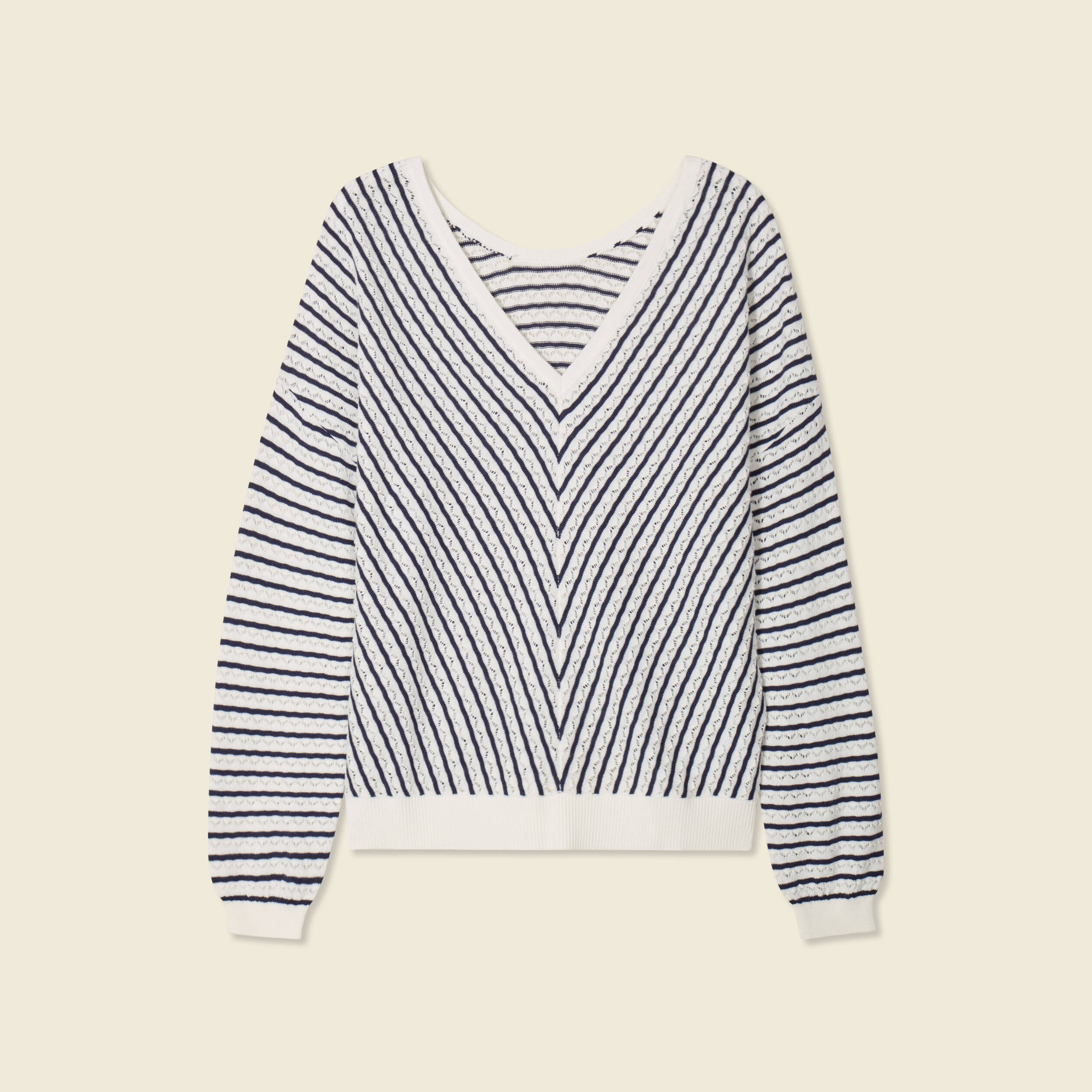 Pull manches longues ecru femme