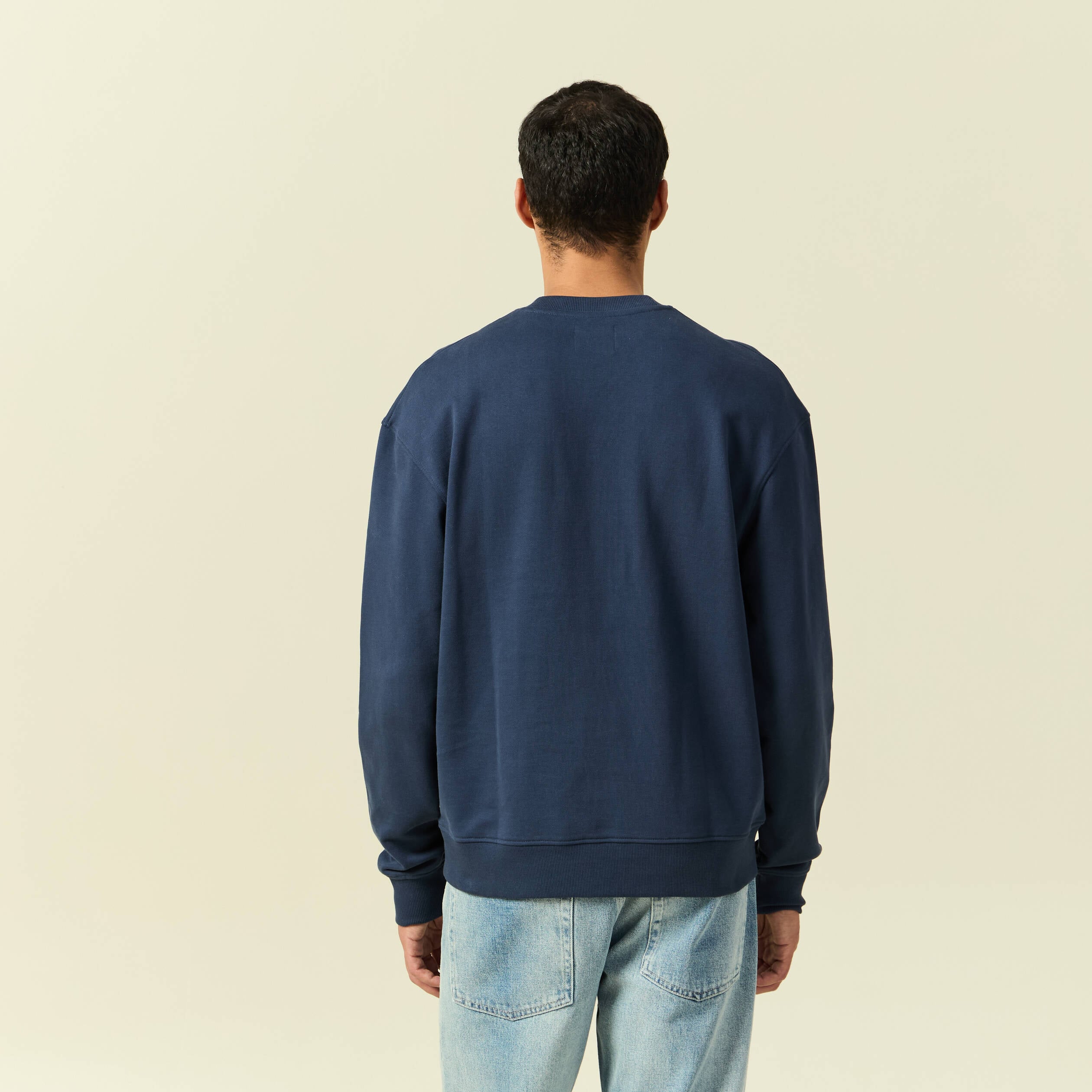 Sweat manches longues en coton bleu marine homme