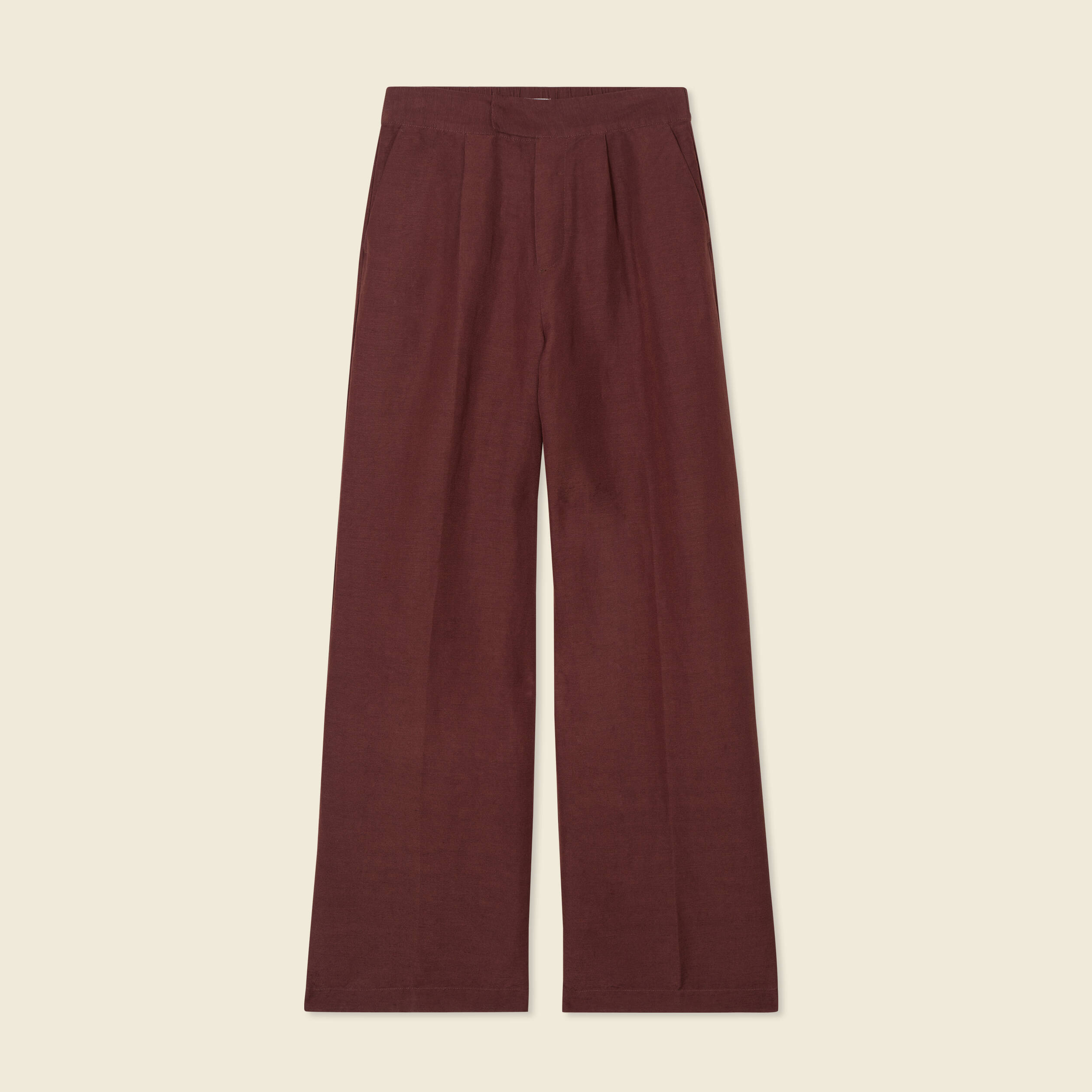 Pantalon large fluide bordeaux femme