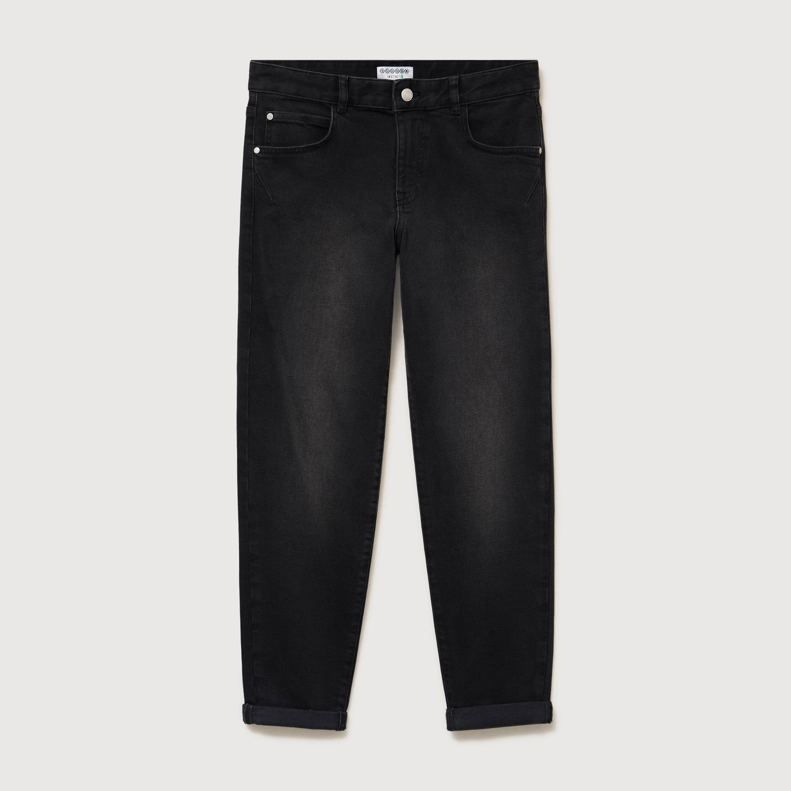 Jeans droit 7/8&egrave;me taille standard denim noir femme
