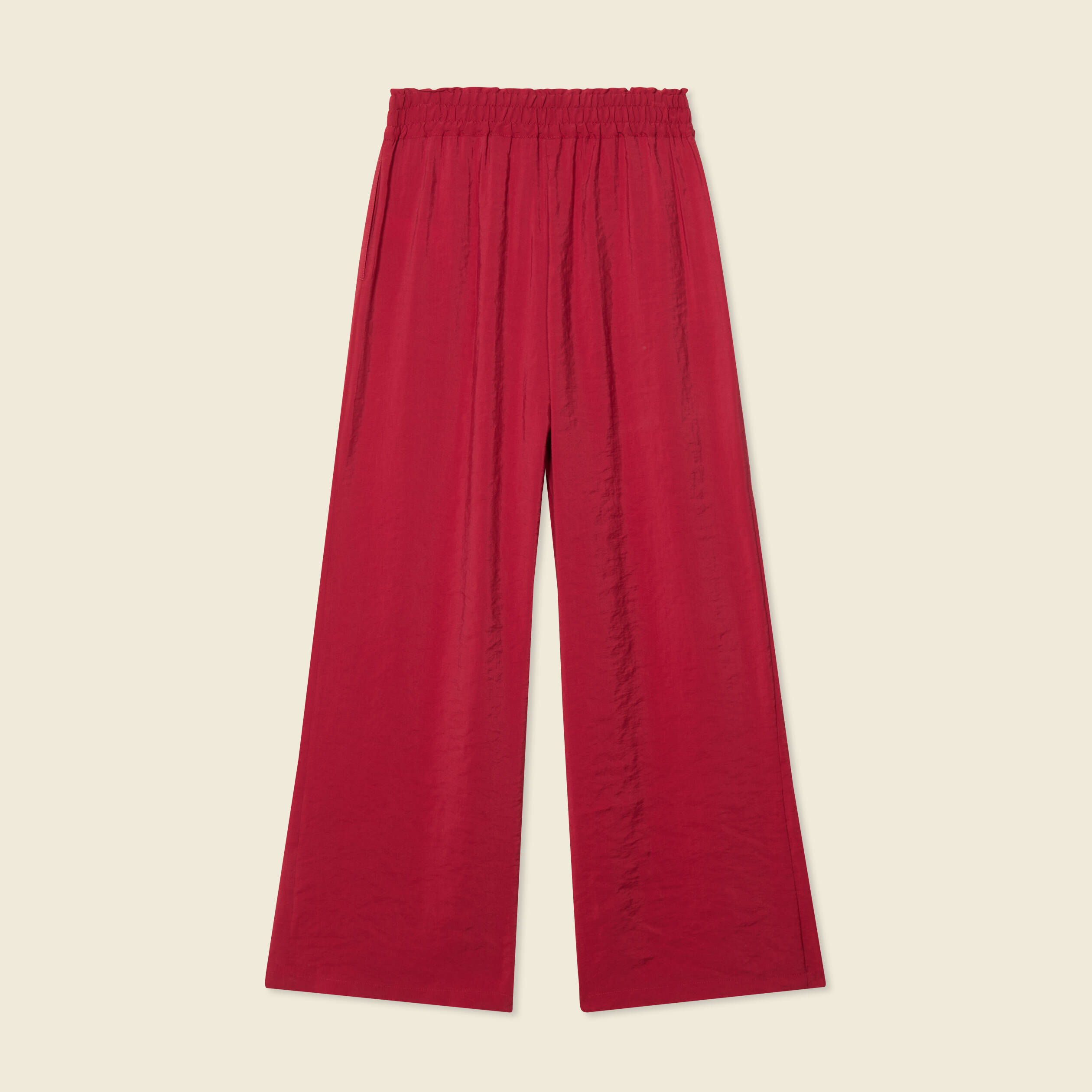 Pantalon large fluide rouge fonc&eacute; femme