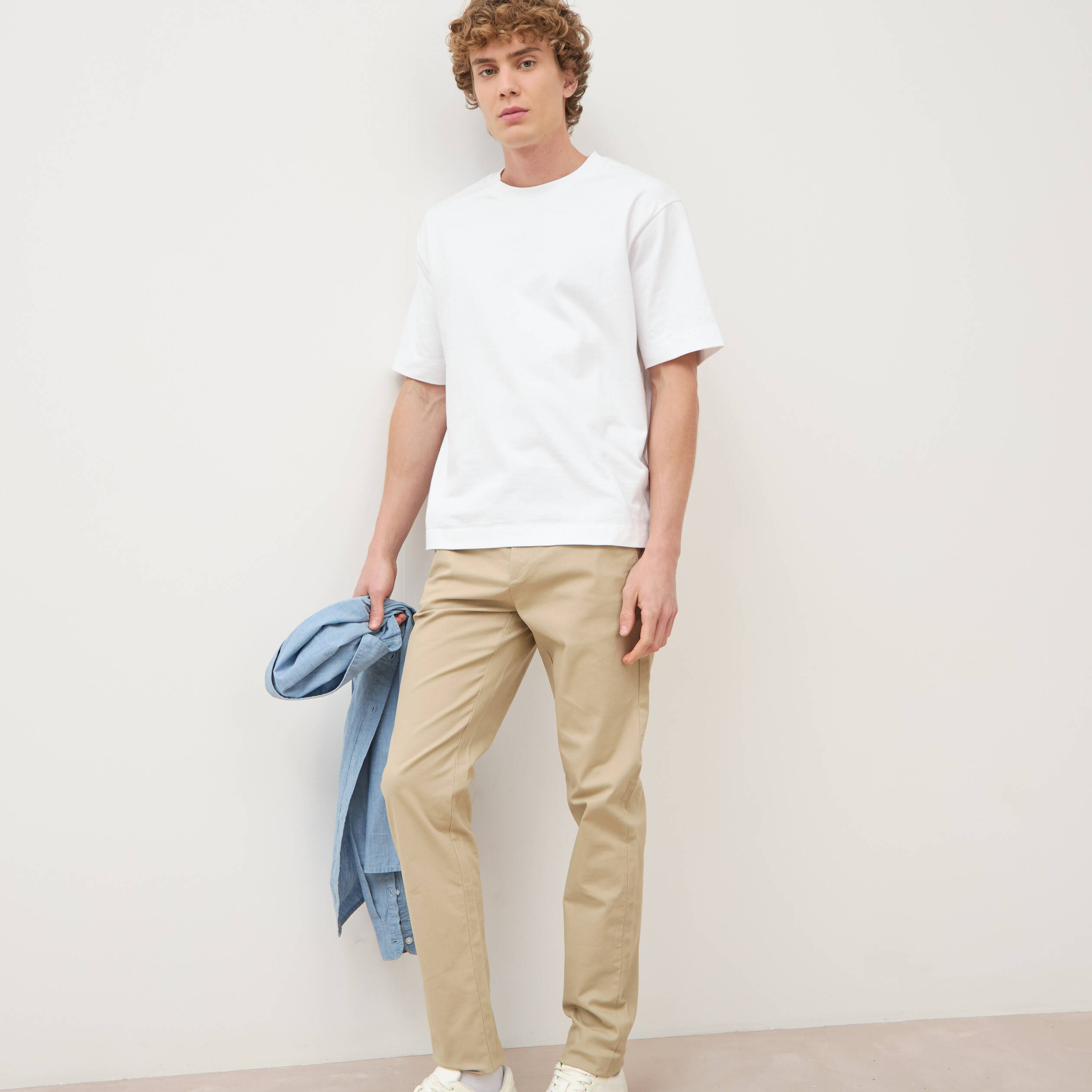 Pantalon chino slim beige homme