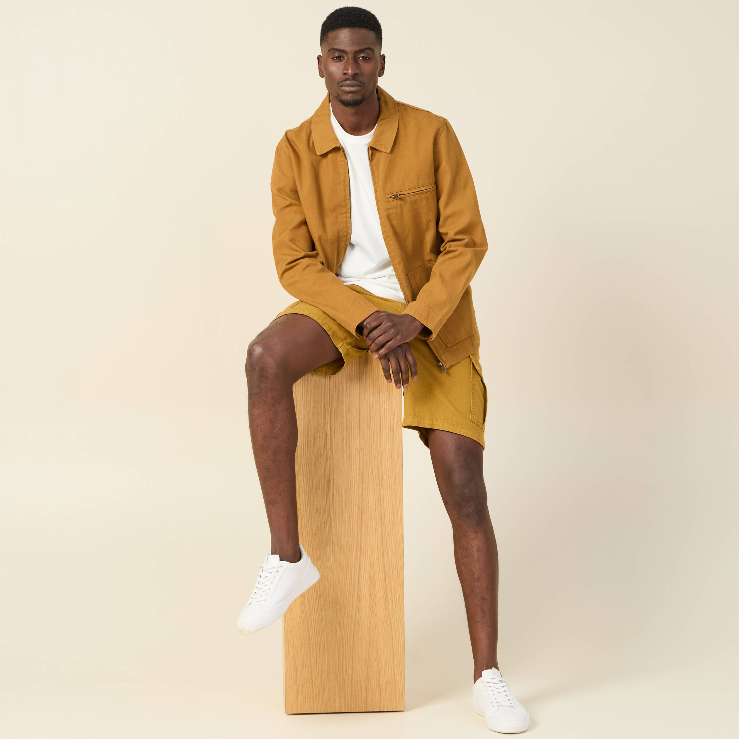 bermuda cargo a coulisse jaune moutarde homme Bermuda cargo à coulisse jaune moutarde homme