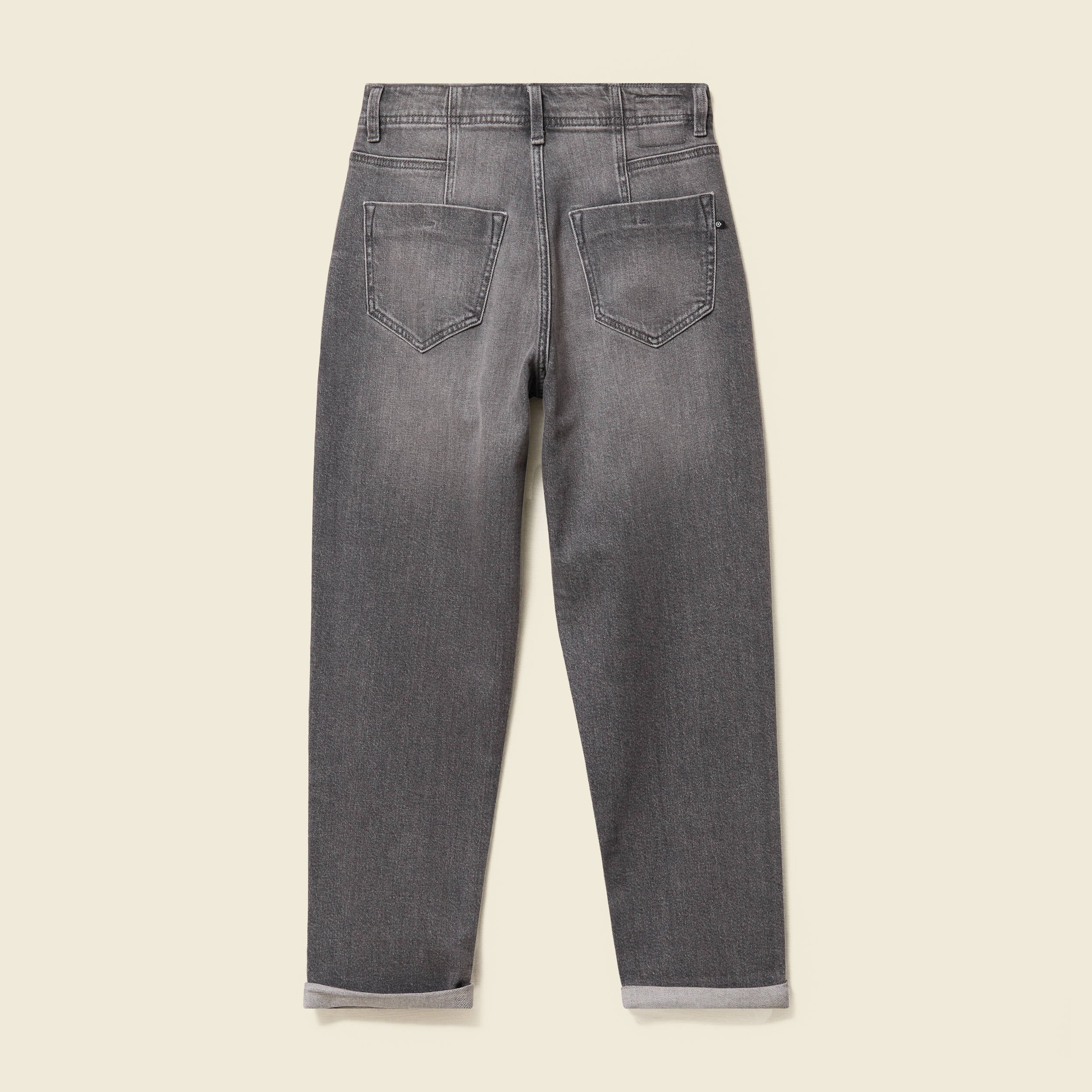 Pantalon mom taille haute 7/8&egrave;me denim denim gris femme