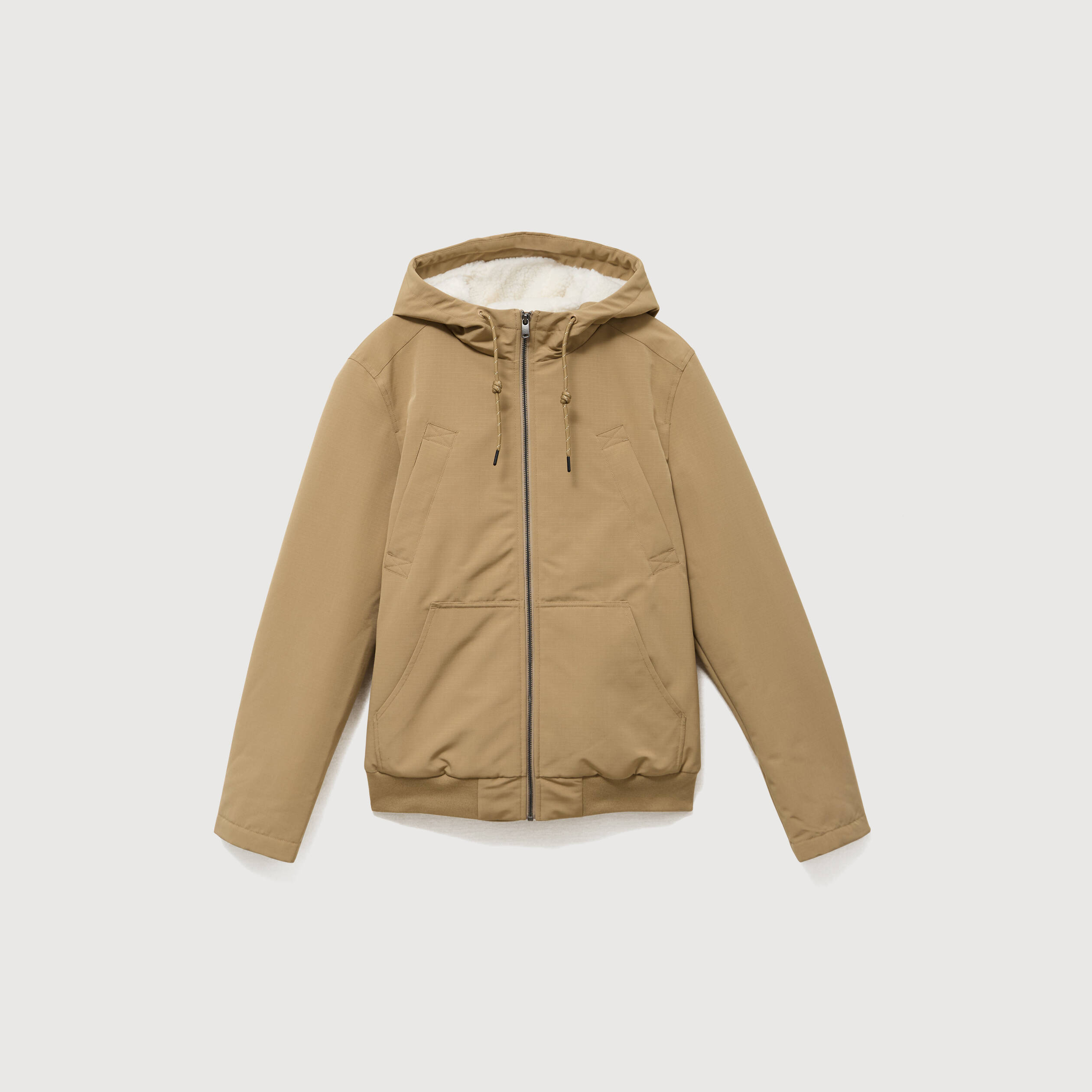 Parka courte &agrave; capuche vert kaki homme